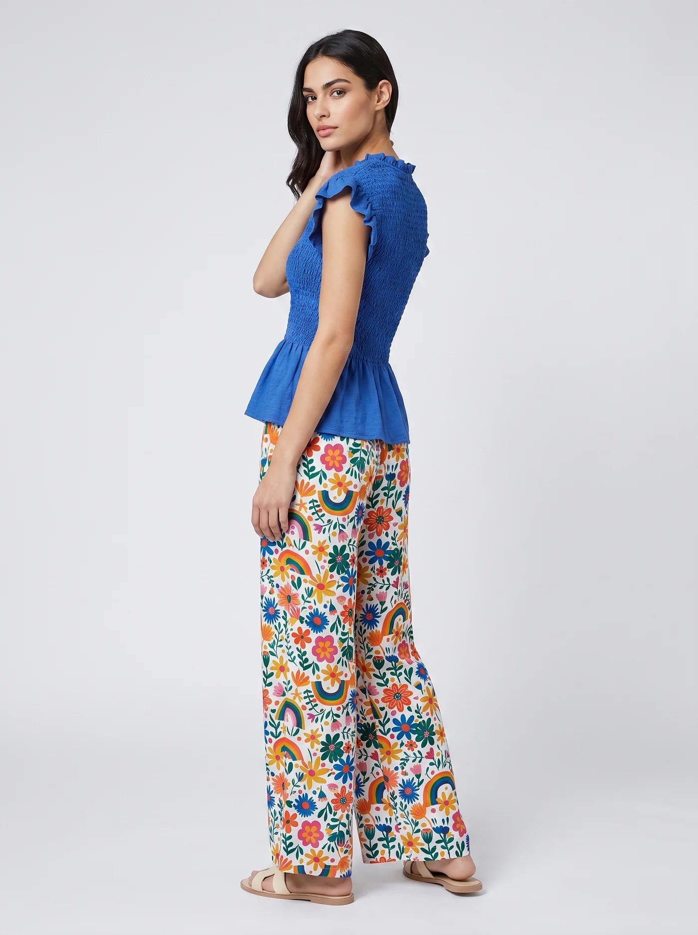 Rainbows & Flowers Wide Leg Trousers