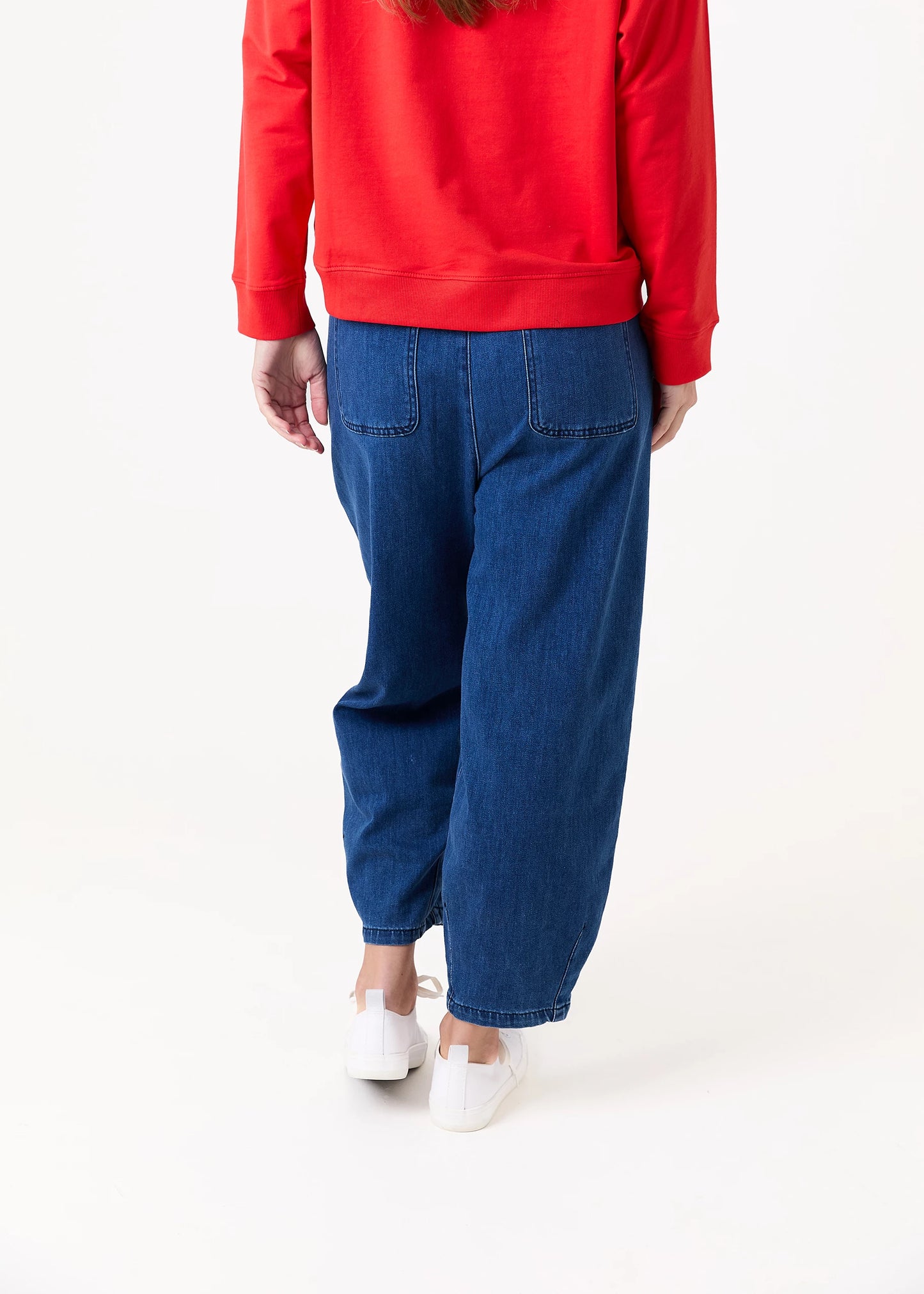 Chloe Barrel Leg Pull On Denim Trousers