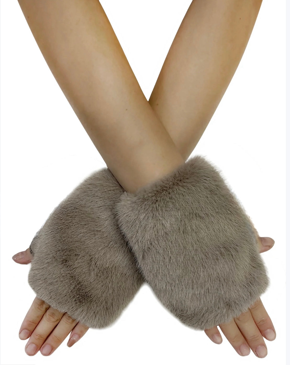 Cosy Faux Fur Fingerless Gloves Mittens - Assorted Colours