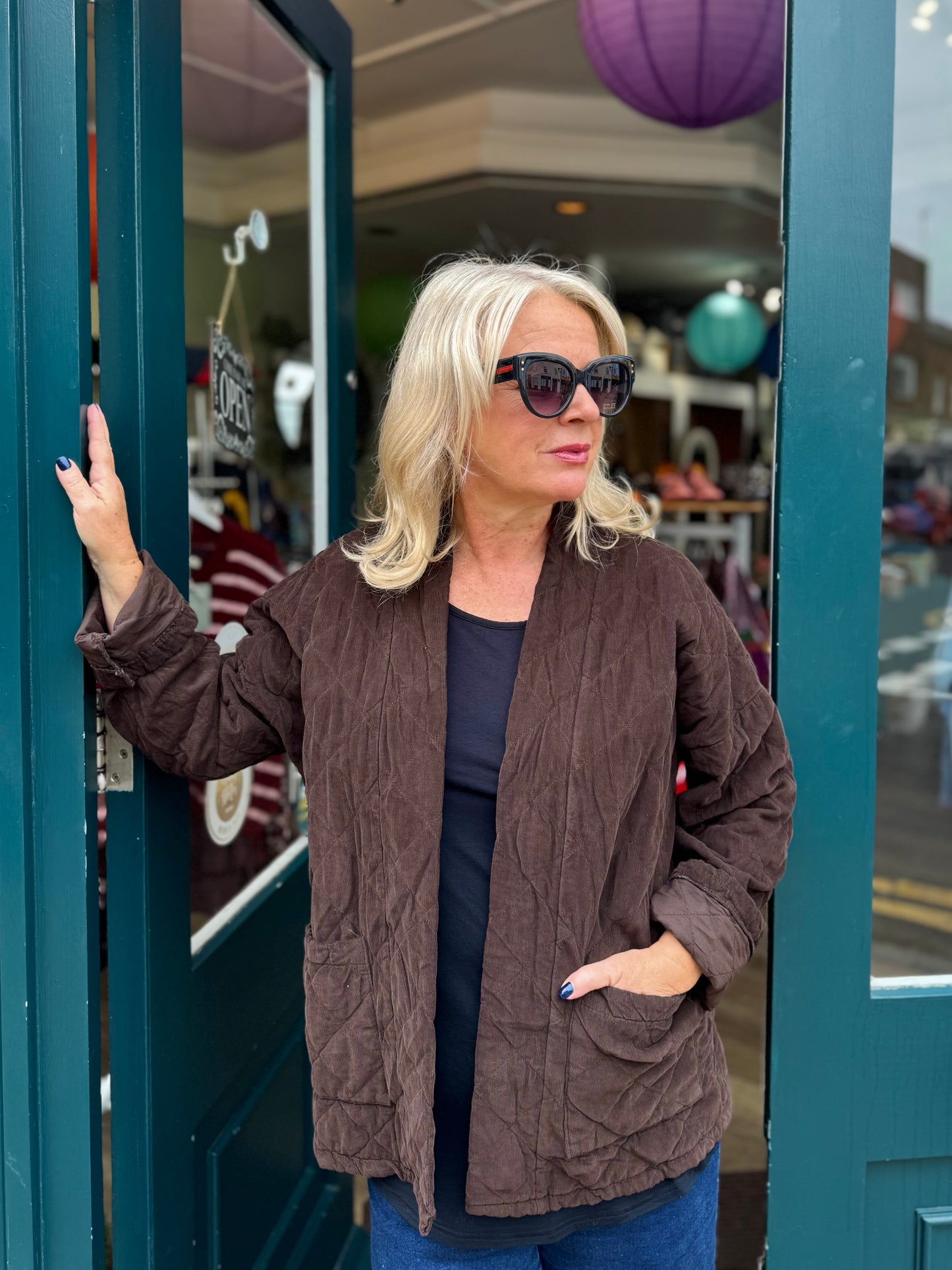 Celia Short Quilted Needlecord Kimono Jacket - 5 Colours
