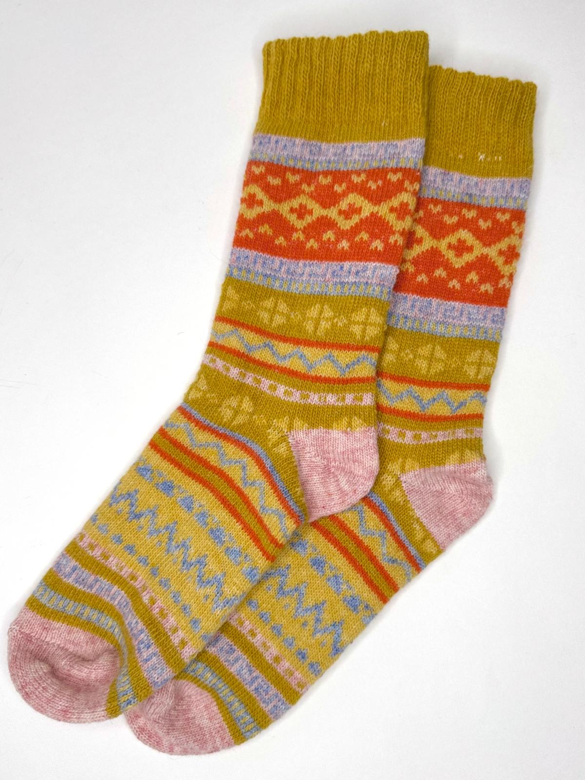 Hygge Cosy Alpaca Blend Fairisle Style Socks - 5 Colours