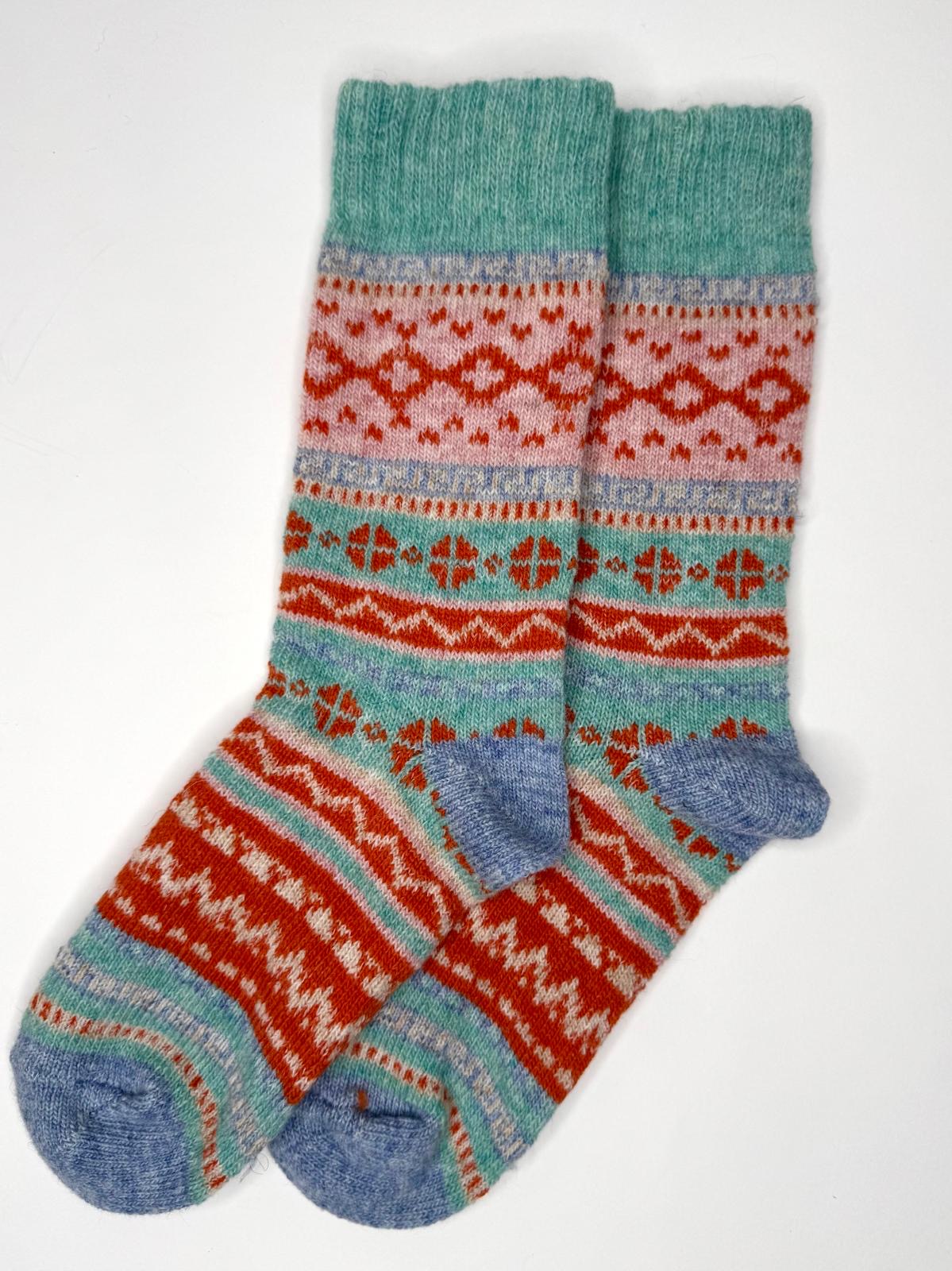Hygge Cosy Alpaca Blend Fairisle Style Socks - 5 Colours