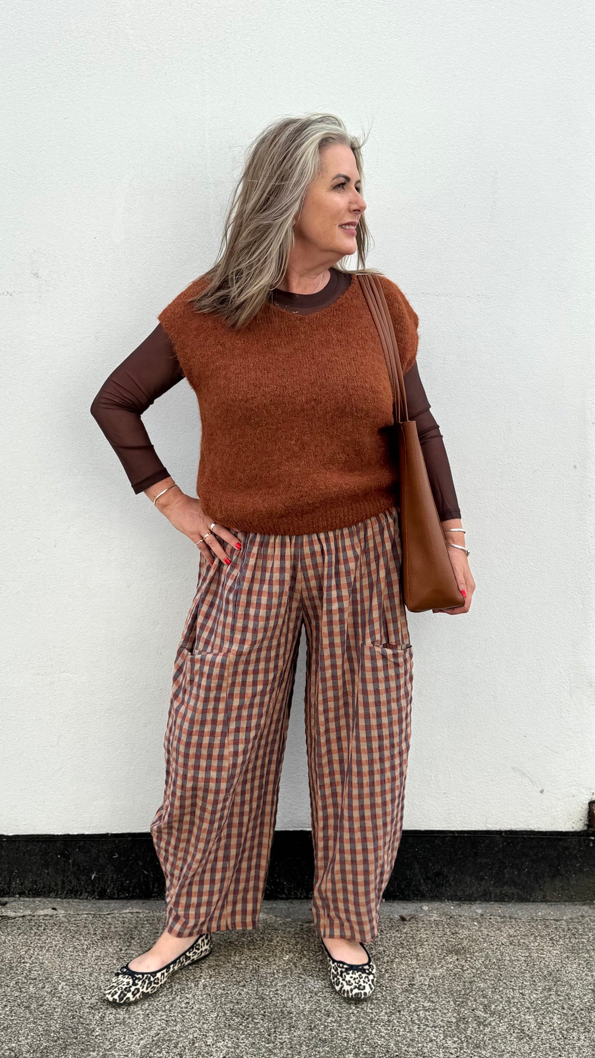 Maxine Gingham Check Barrel Trousers