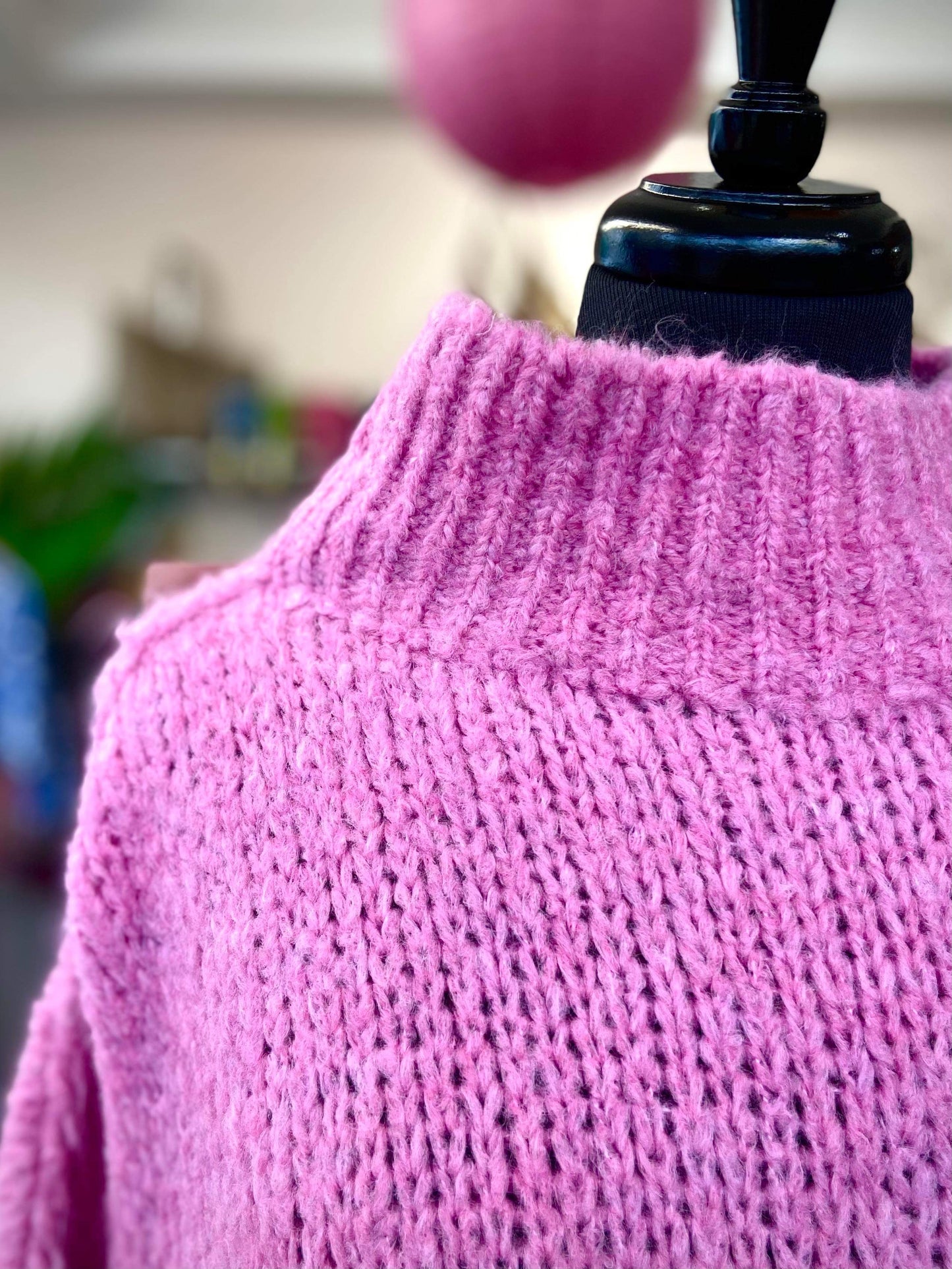 Claire Slouchy Mohair Mix Balloon Sleeve Jumper - Rose Pink
