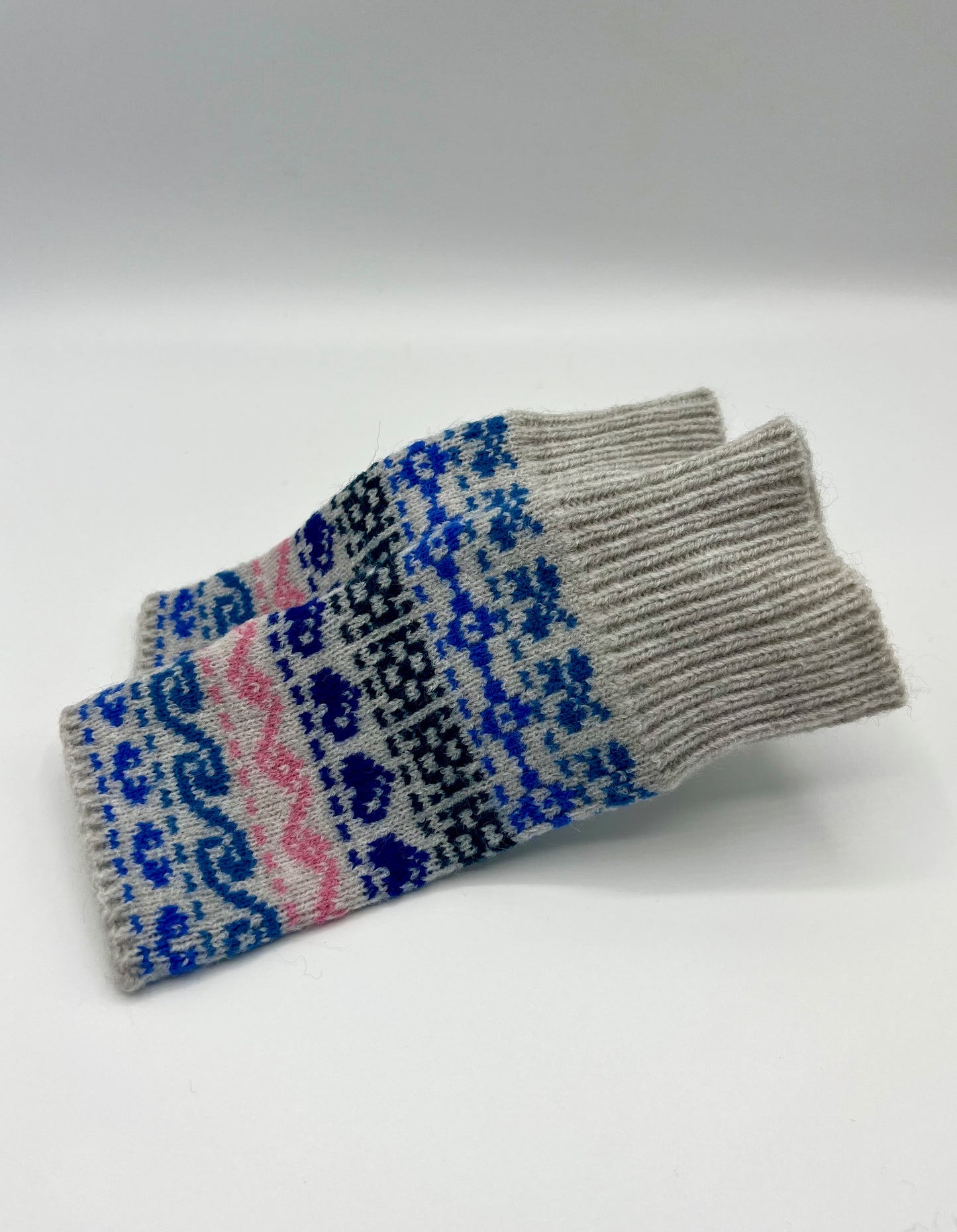 Nordic Alpine Style Fingerless Mittens - 2 Colours