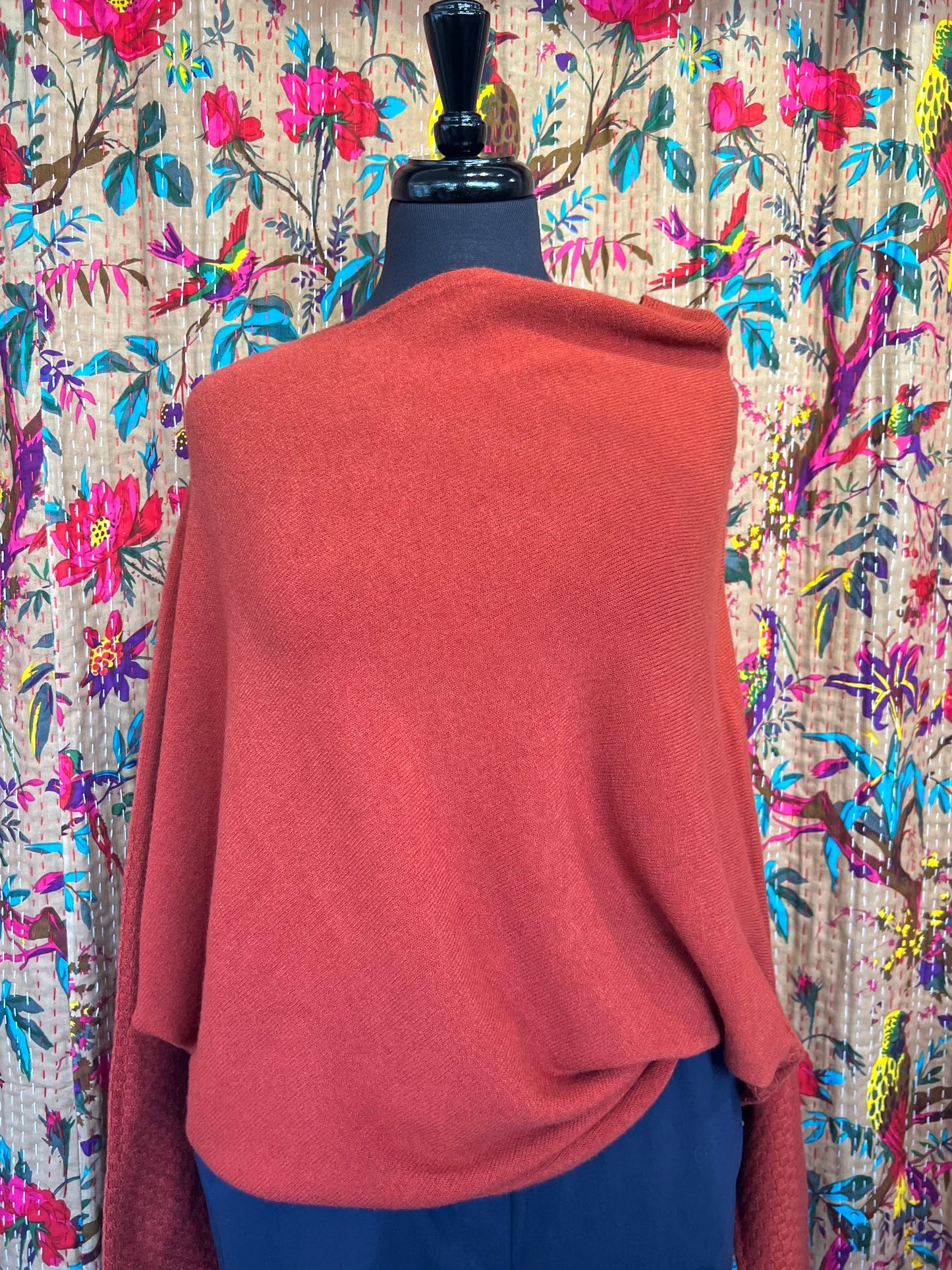 Lucy Asymmetric Draped Batwing Sweater
