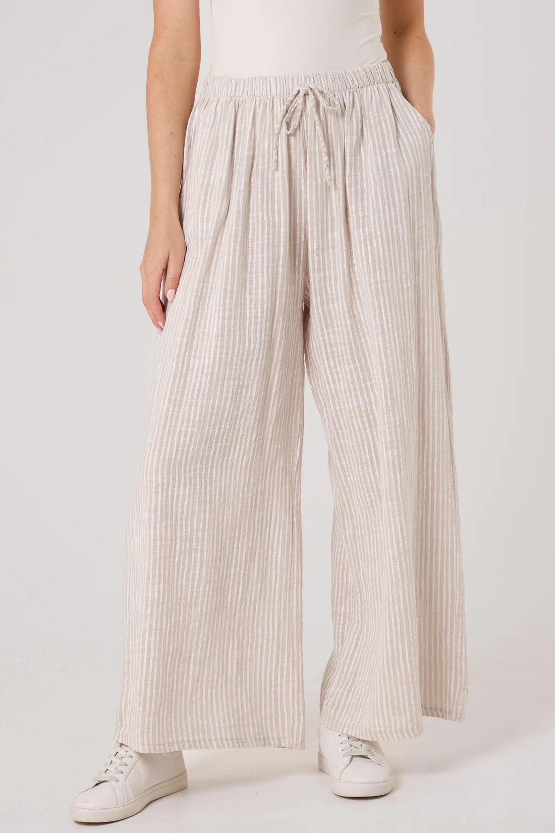 Simi Candy Stripe Cotton Wide Leg Trousers