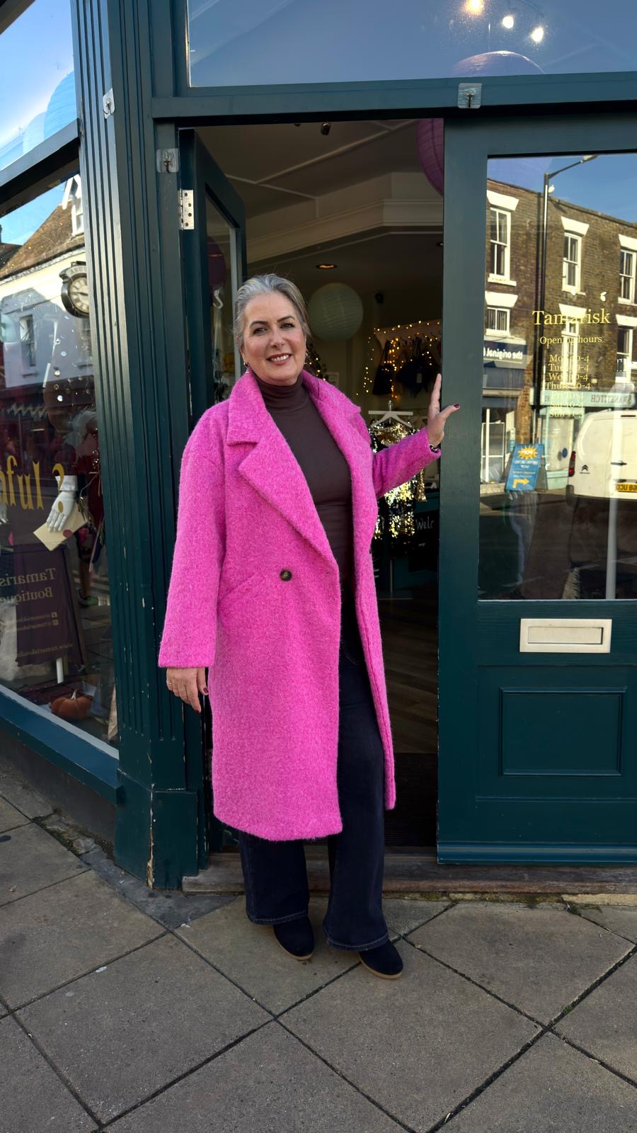 Charlotte Hot Pink Boucle Coat