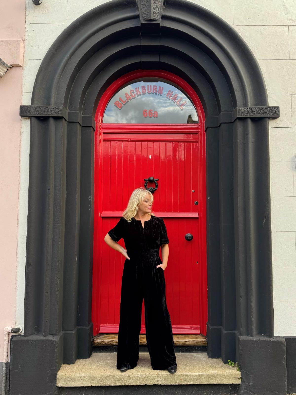 Portia Black Wide Leg Velvet Jumpsuit