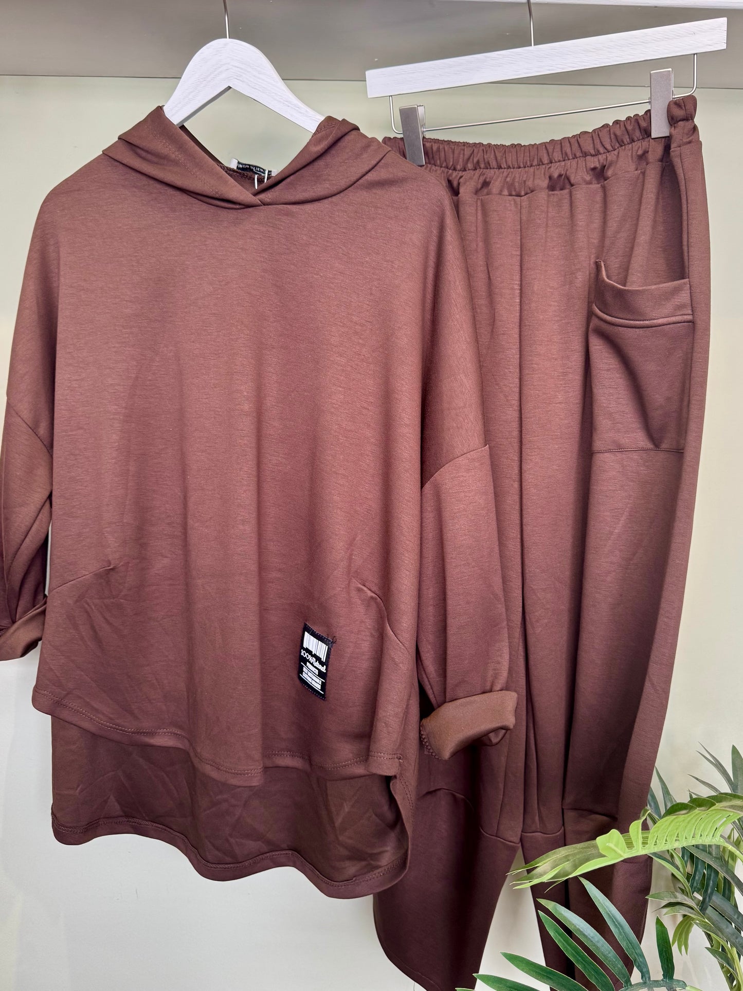 Harper Barrel Leg Pant & Hoodie Loungewear Co-Ord - Mocha, Chocolate Brown Or Shell Pink