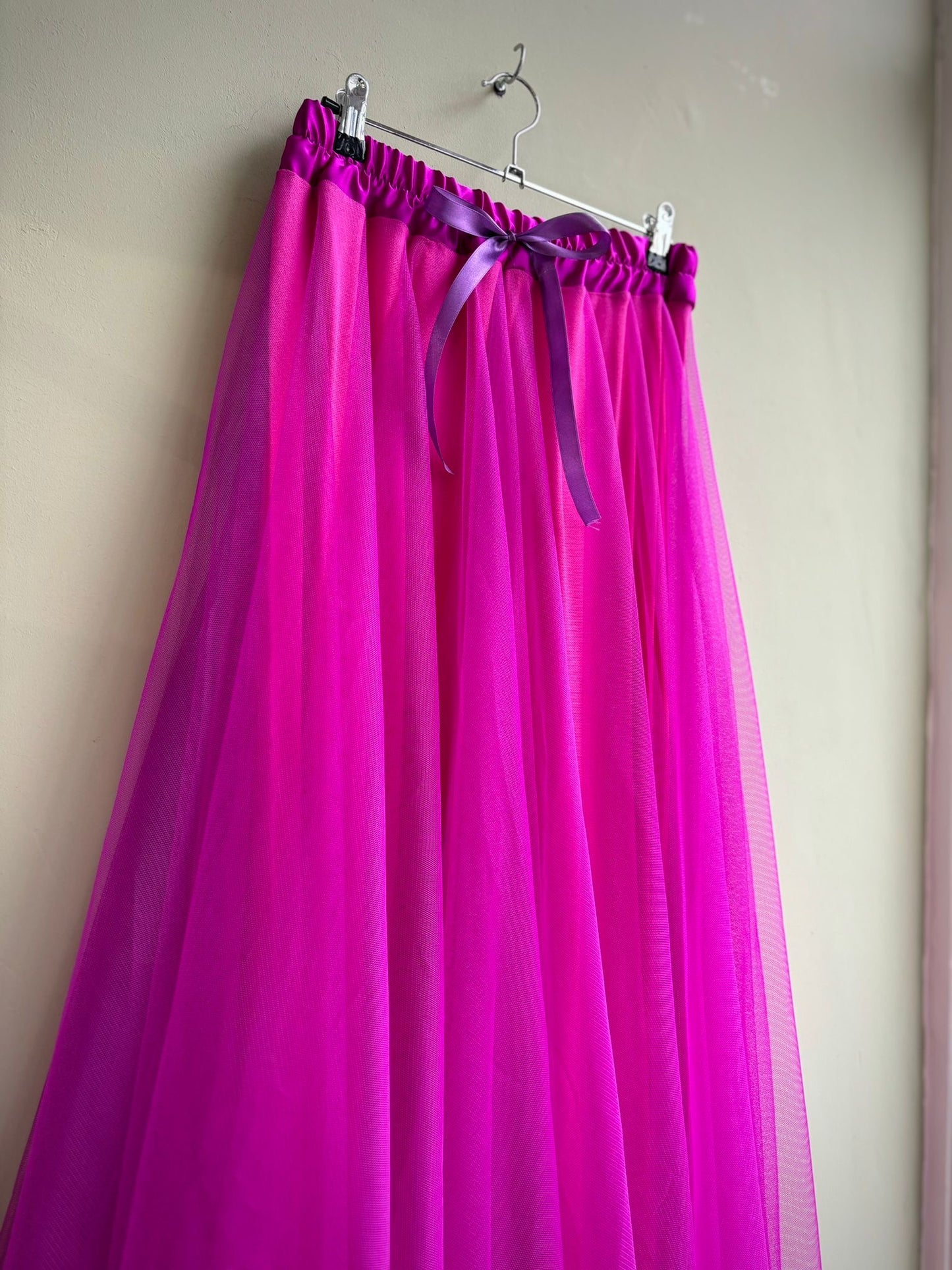 Long Net Tulle Petticoat Skirt magenta