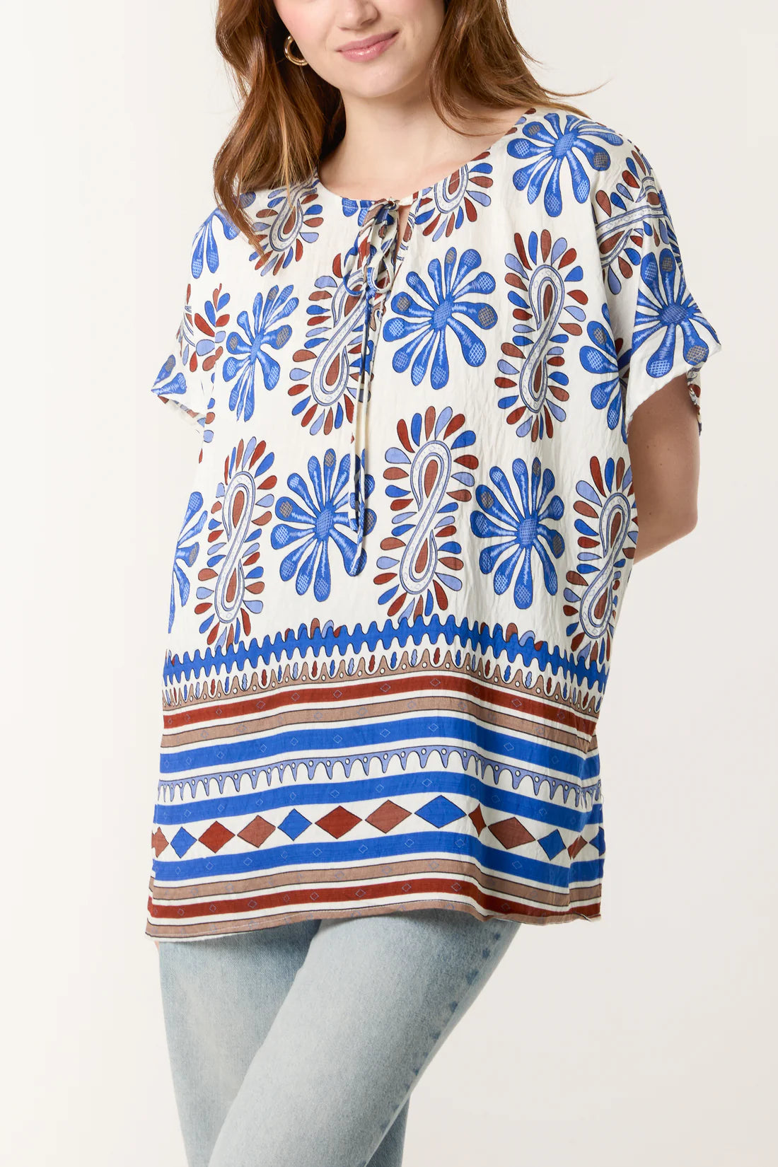 Sheena Paisley Print Short Sleeve Top - 3 Colours