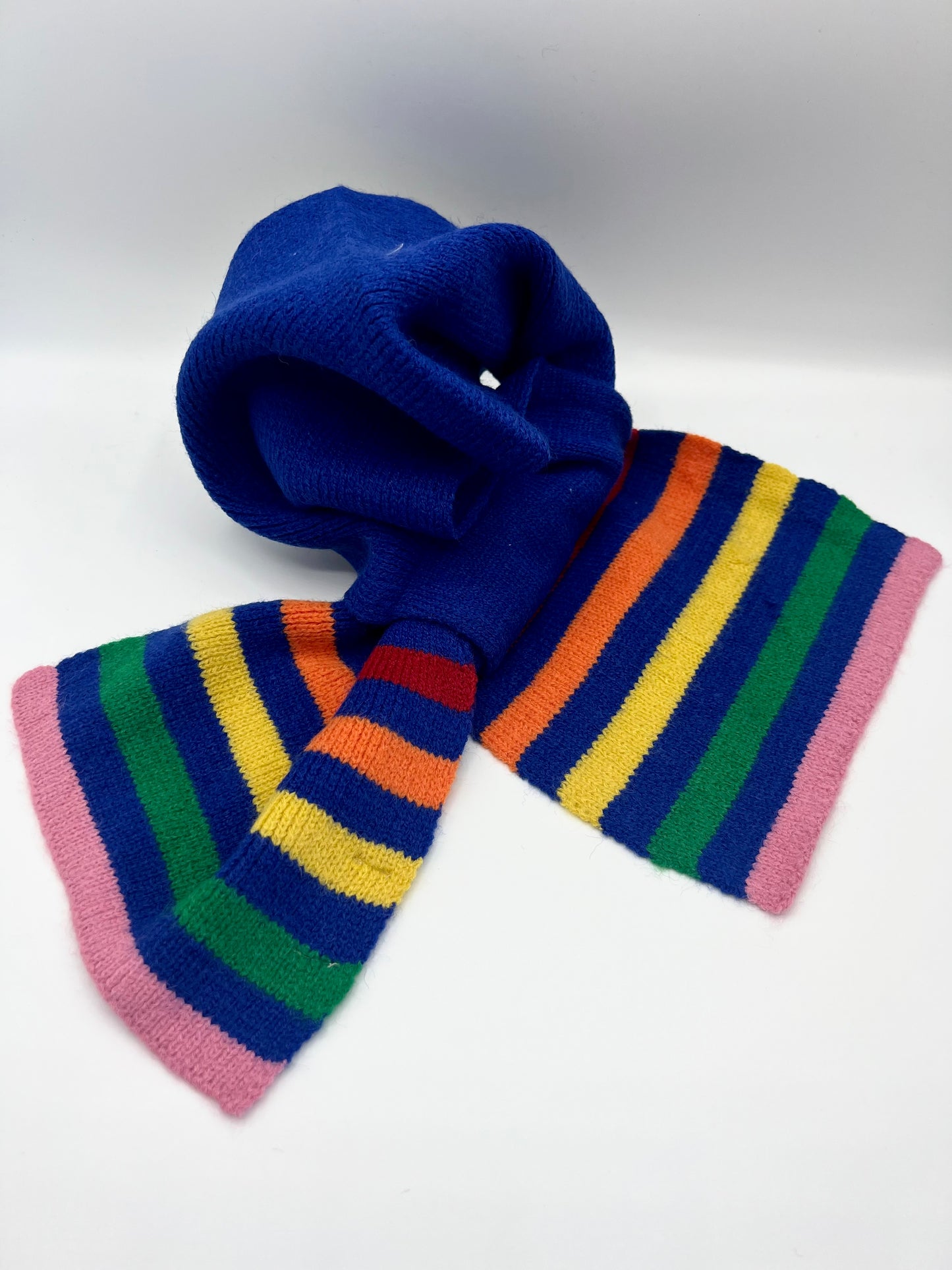 Rainbow Stripe Pull Through Short Collar Scarf