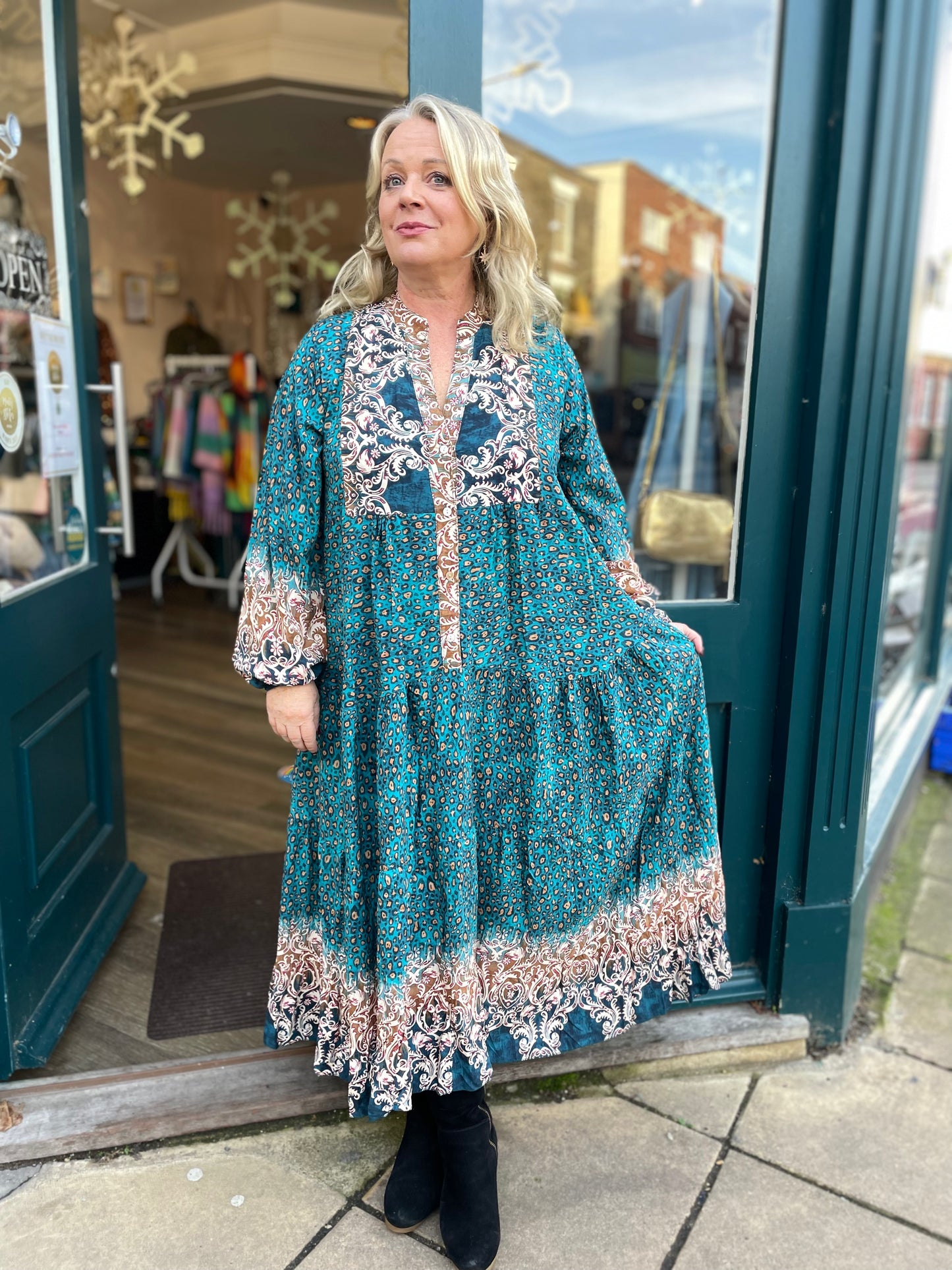 Melanie Paisley Print Mix Loose Tiered Dress - 2 Colours