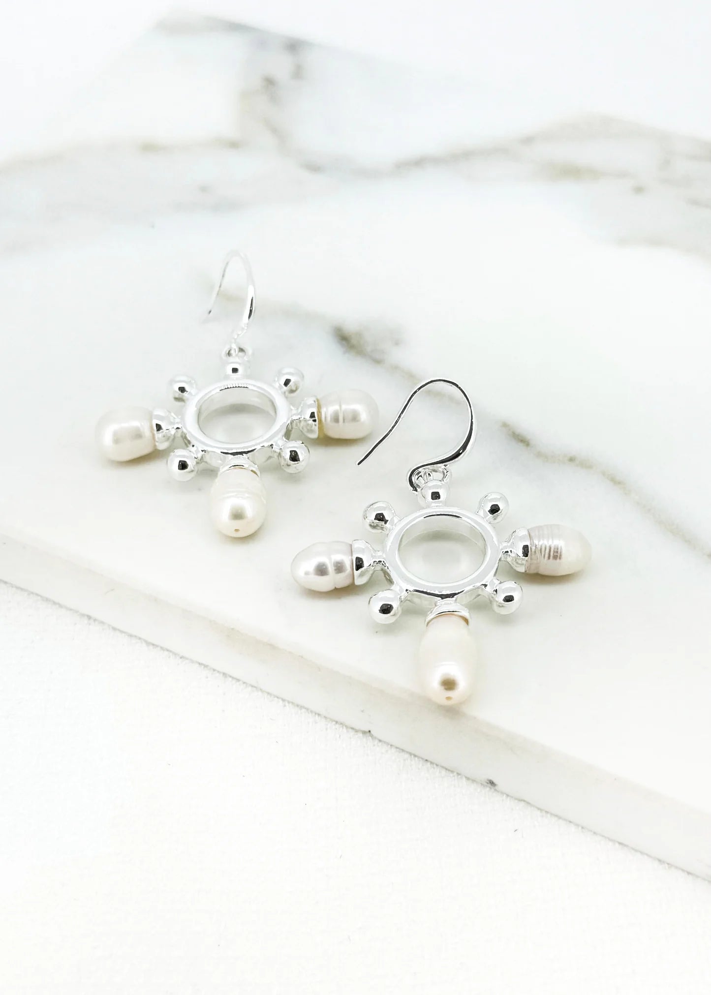 Envy Jewellery Faux Gold Or Silver & Pearl Baroque Style Dropper Earrings