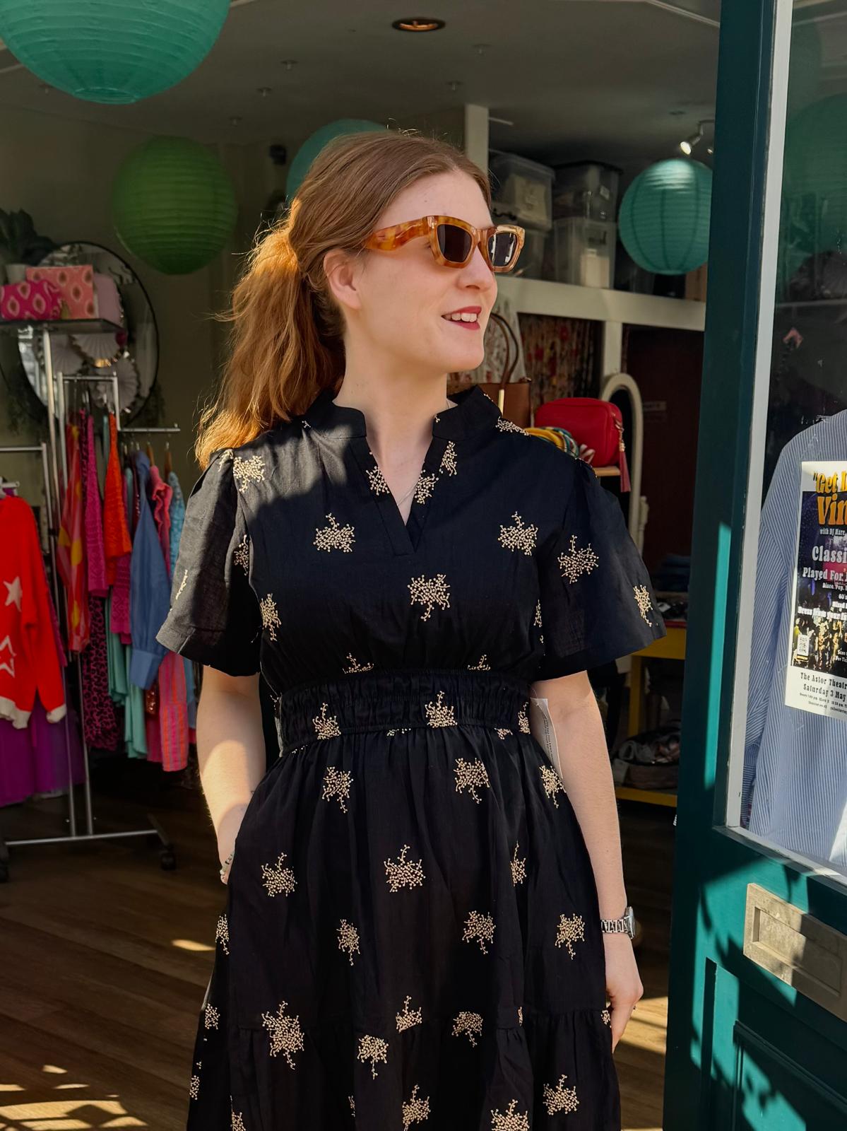 Sorrel Cotton Embroidered Maxi Dress - Black Or Red