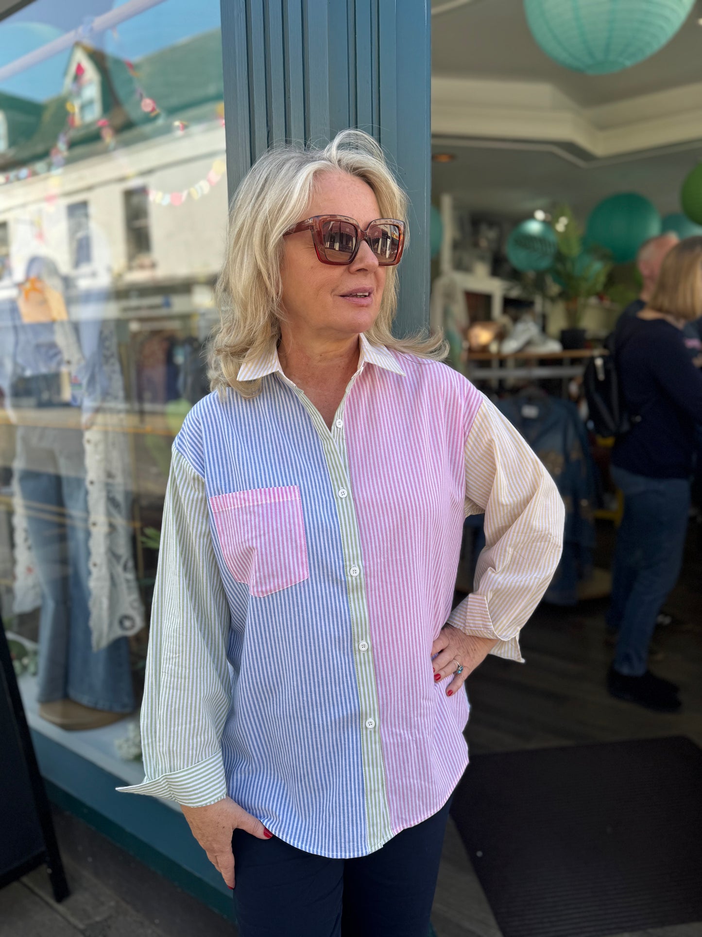 Camilla Multi Pastel Stripe Classic Cotton Shirt