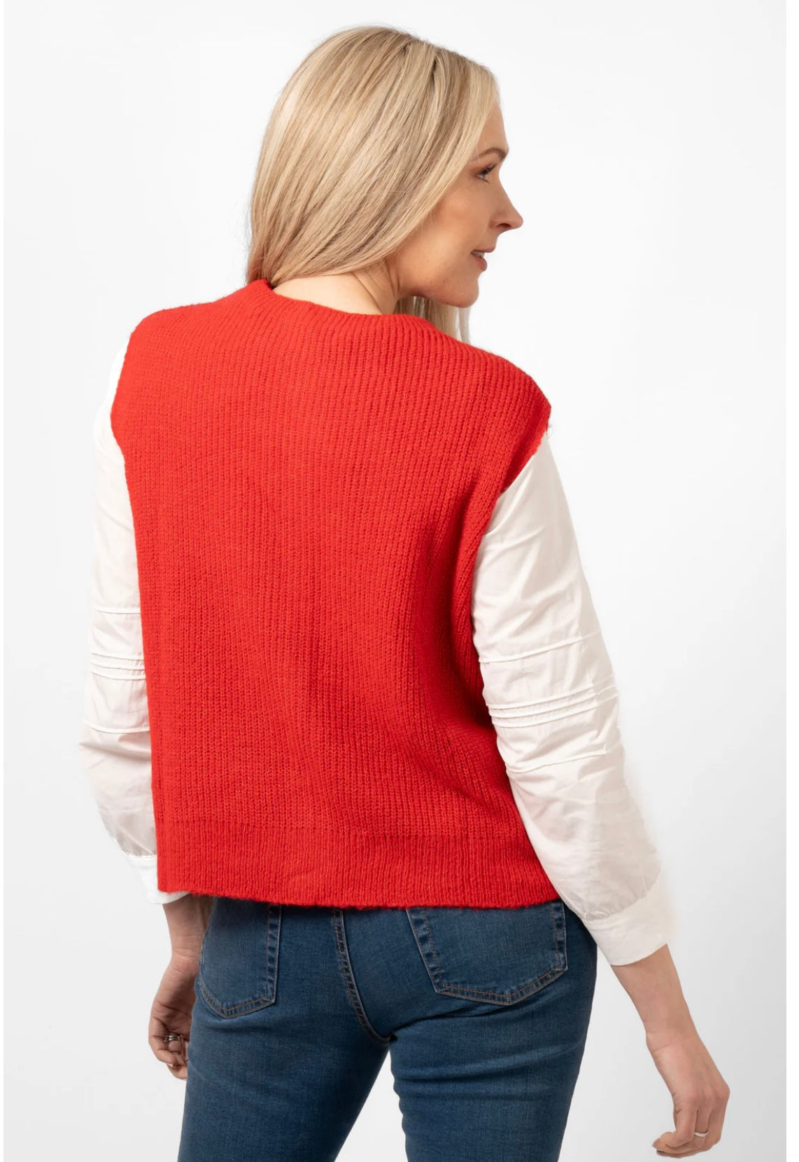 Blake Red Wool Blend Button Up Tank Top/Sweater Vest/Waistcoat
