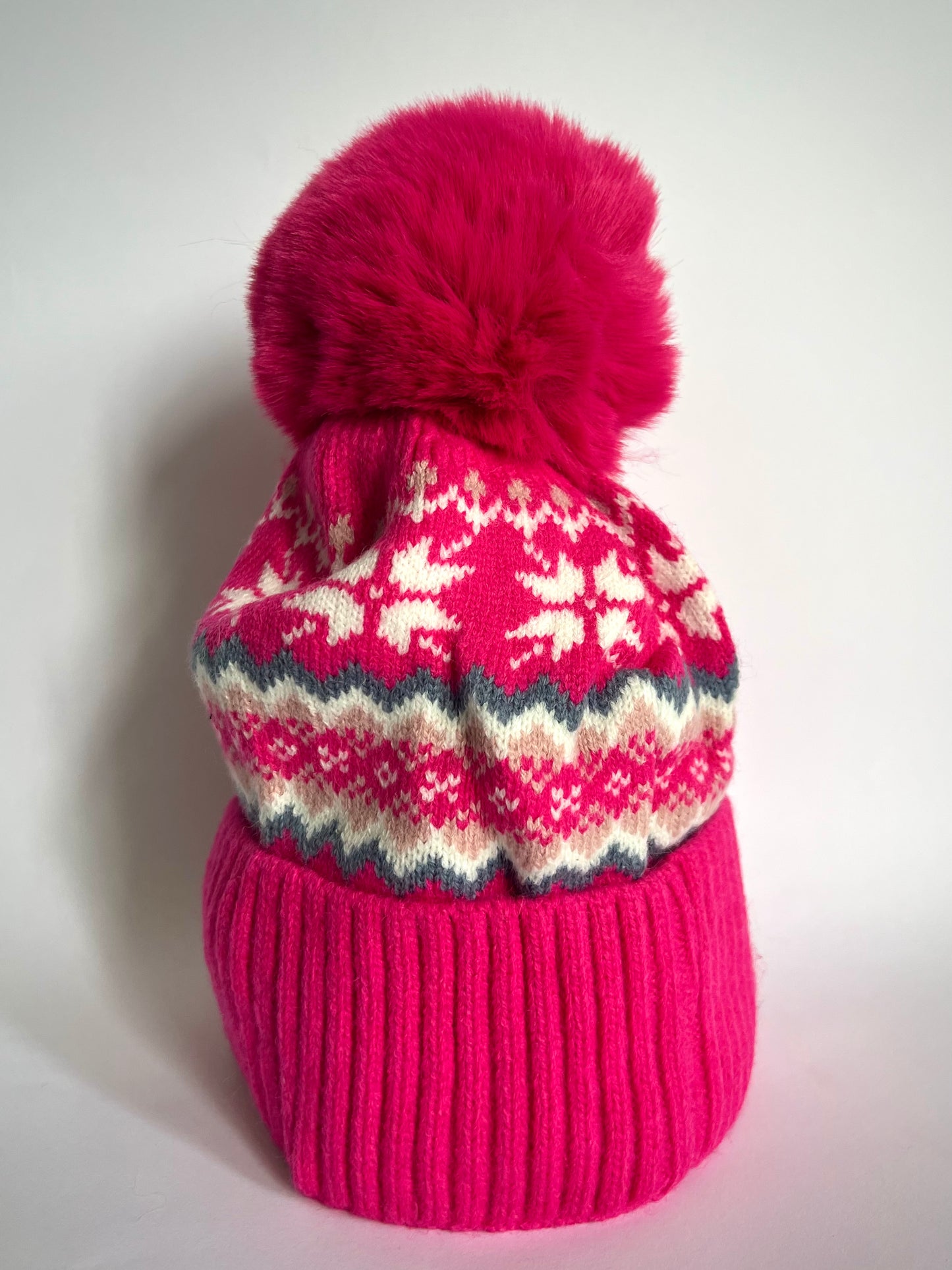Alpine Fairisle Style Pom Pom Hat - 3 Colours