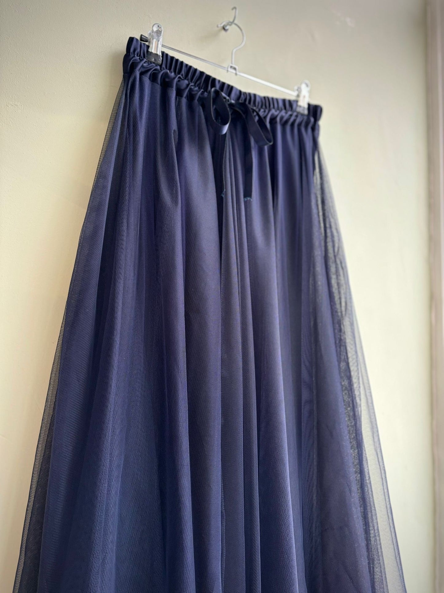 Long Net Tulle Petticoat Skirt navy blue