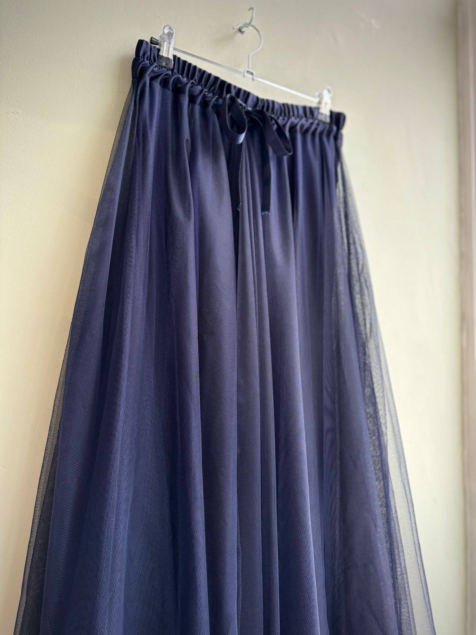Long Net Tulle Petticoat Skirt navy blue