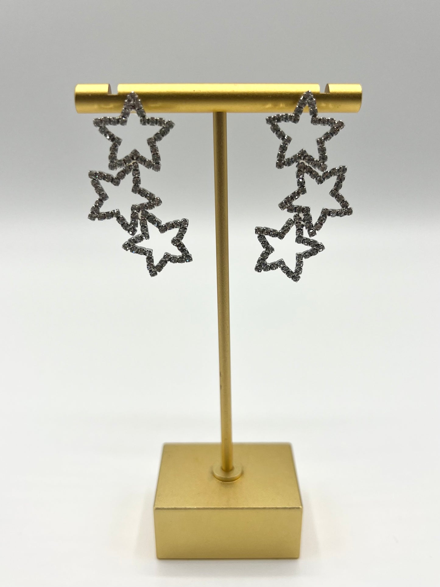 Love Rocks Star Burst Silver Toned Diamanté Earrings