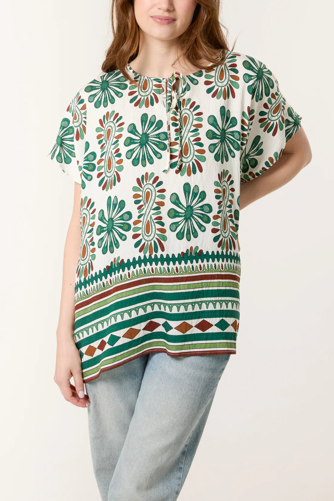 Sheena Paisley Print Short Sleeve Top - 3 Colours