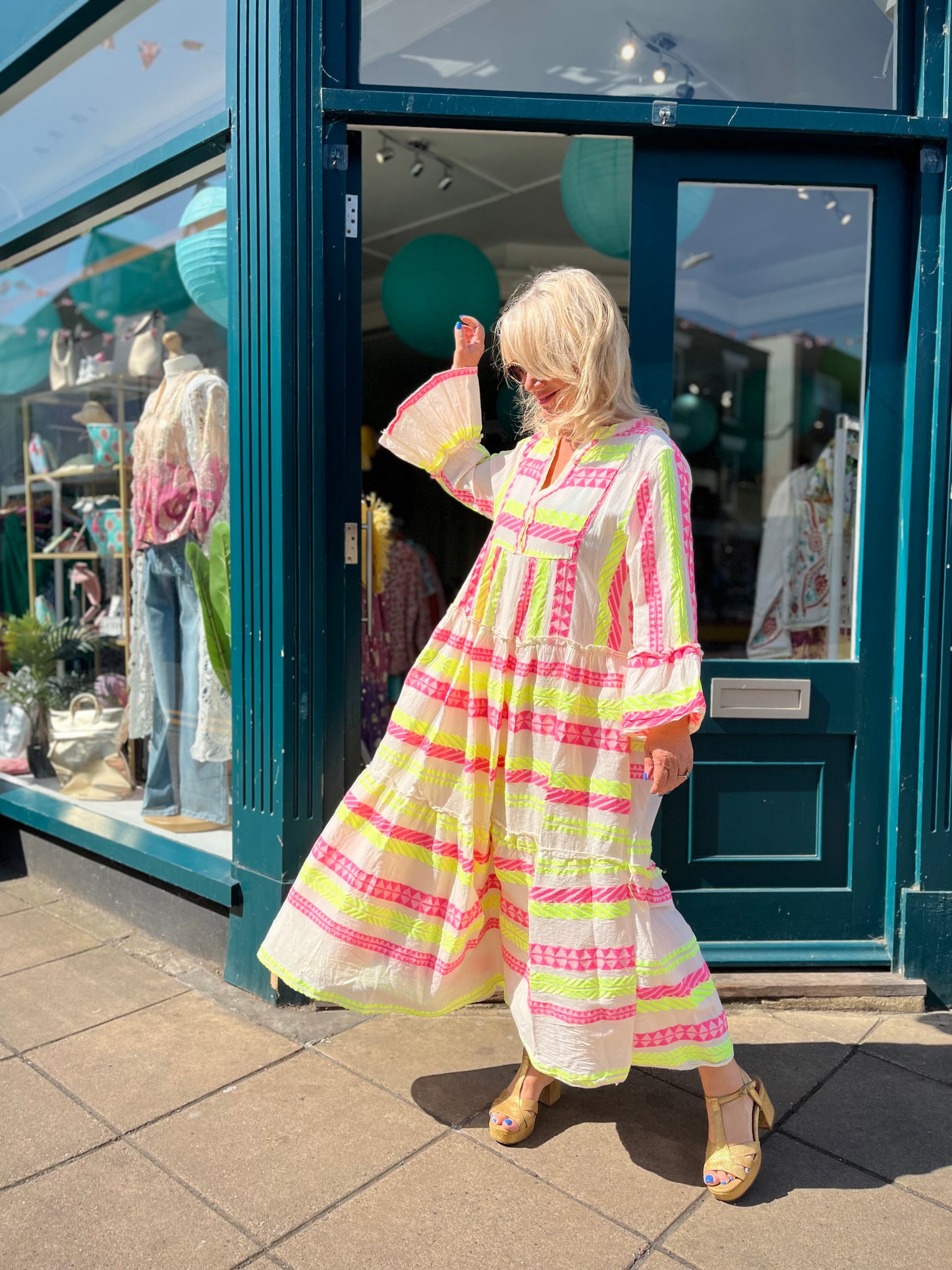 Mamma Mia Boho Woven Cotton Aztec Maxi Dress - 3 Colours