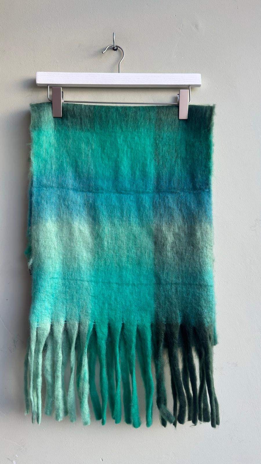 Forest Green Checked Blanket Scarf