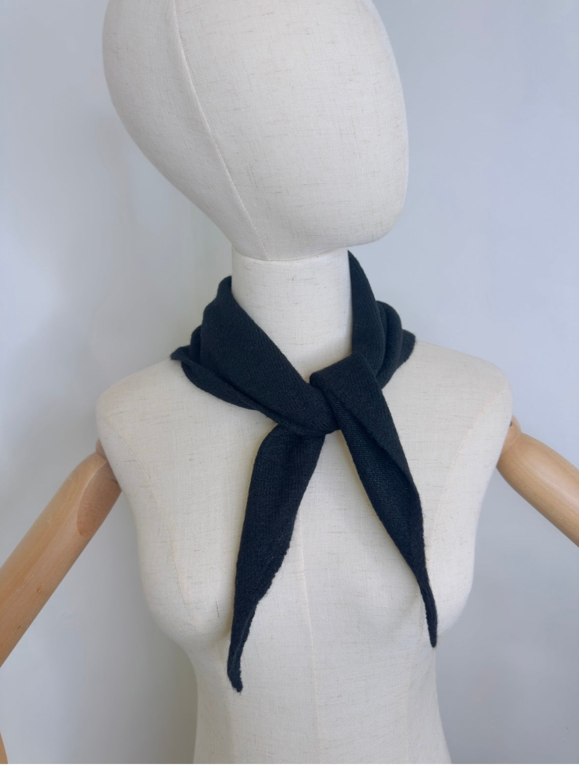 black wool blend triangle scarf