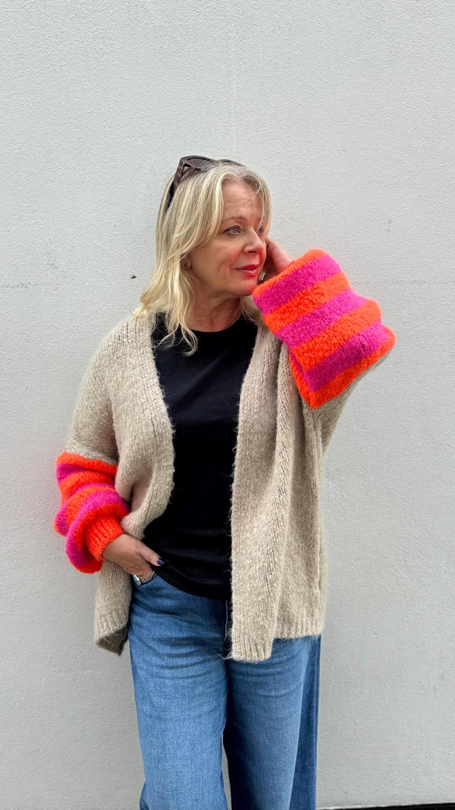 Leila Slouchy Striped Sleeve Cardigan