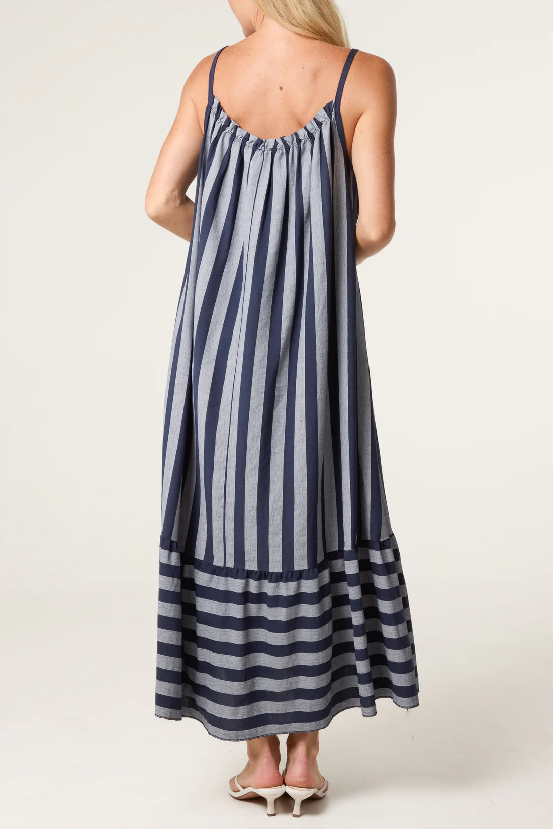 Tori Navy Striped Maxi Dress