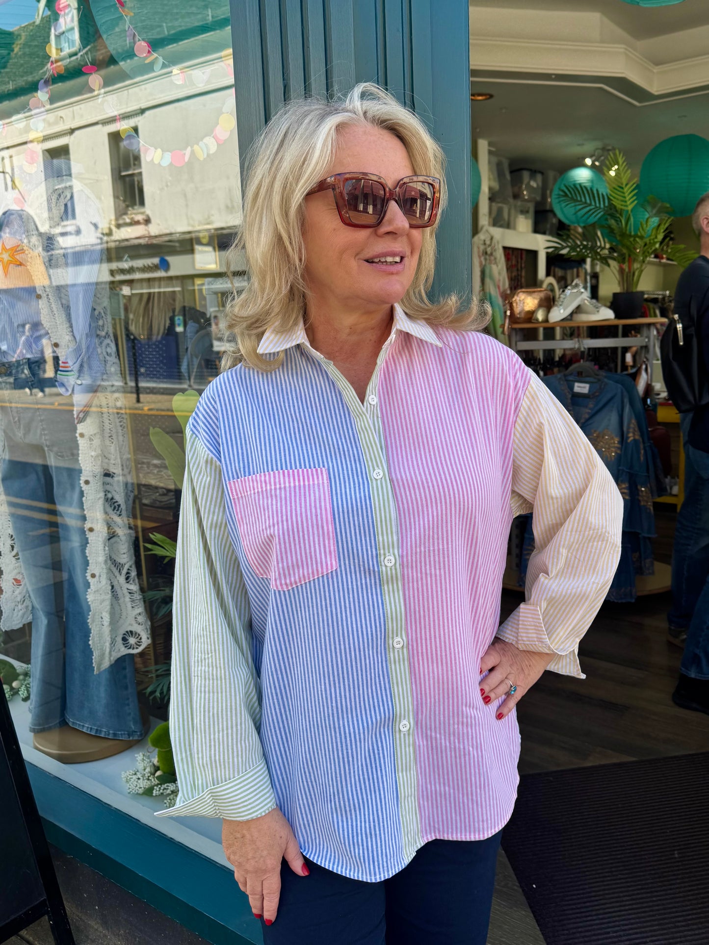 Camilla Multi Pastel Stripe Classic Cotton Shirt