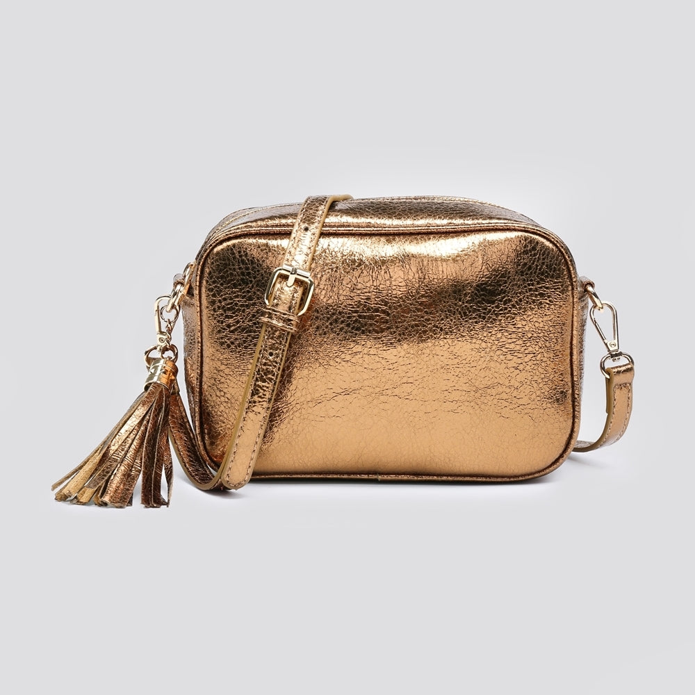 Rose gold outlet metallic crossbody bag