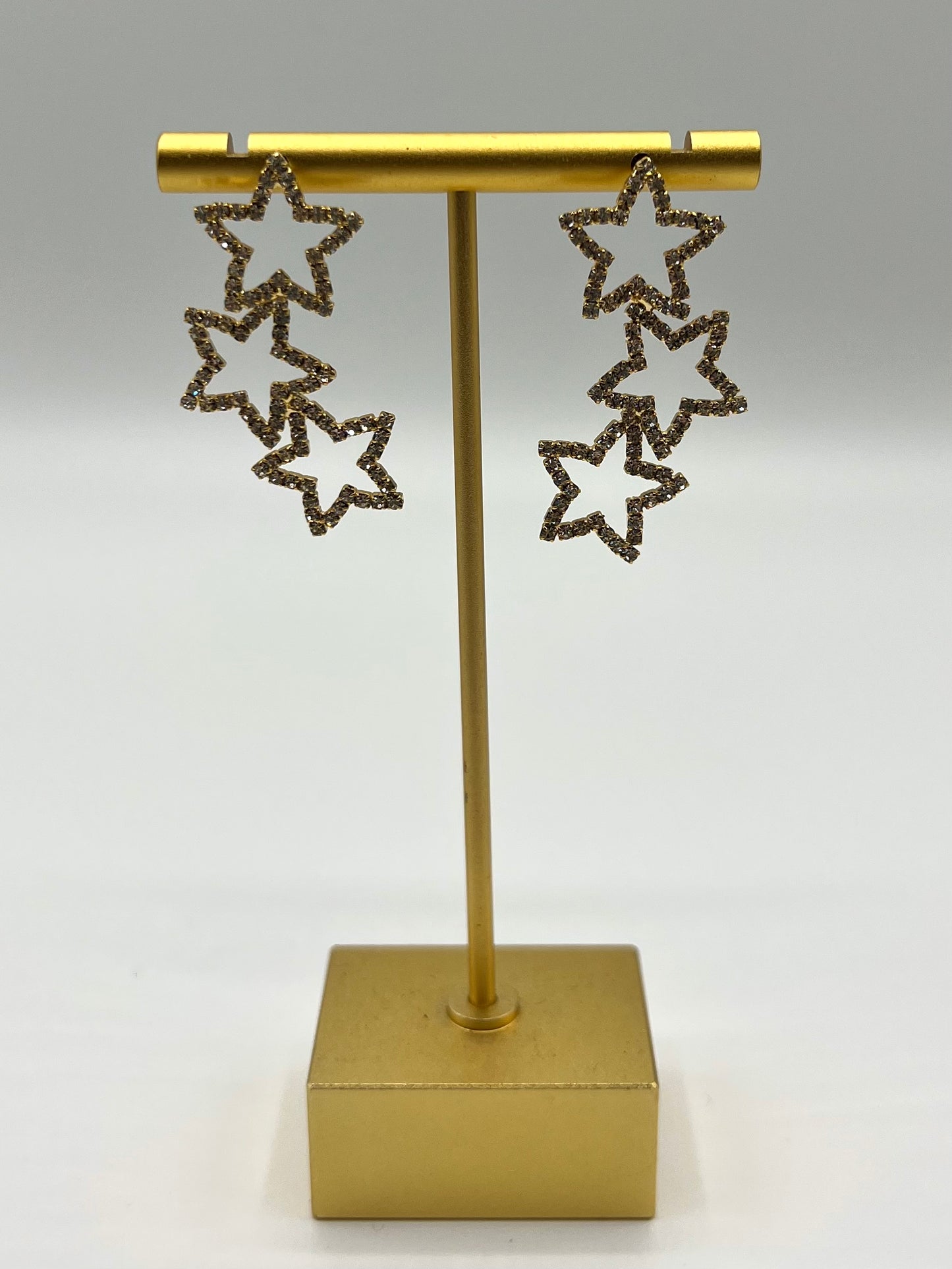 Love Rocks Star Burst Gold Toned Diamanté Earrings