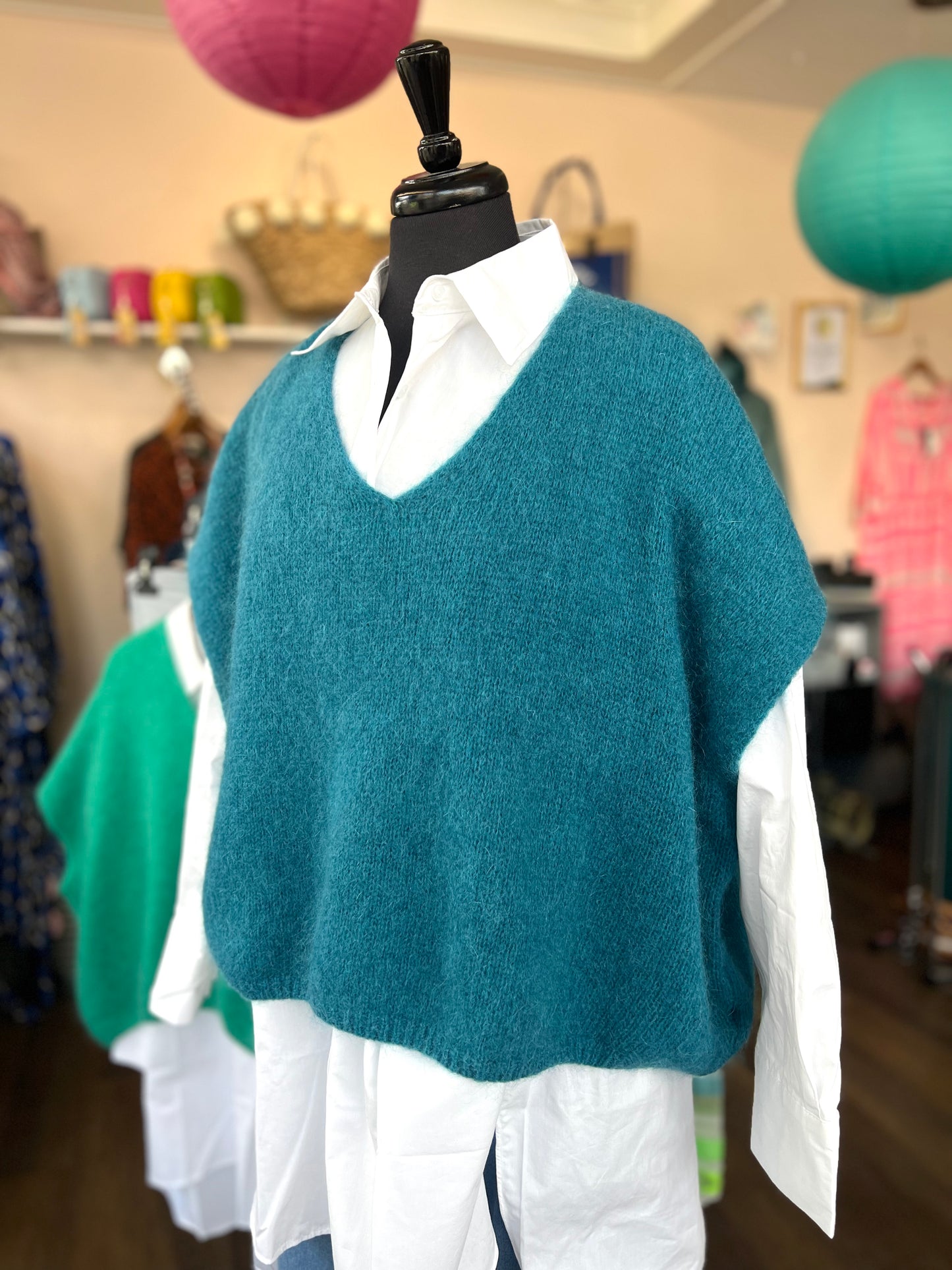 Eleanor Mohair Mix Slouchy Tank Top - Dark Teal