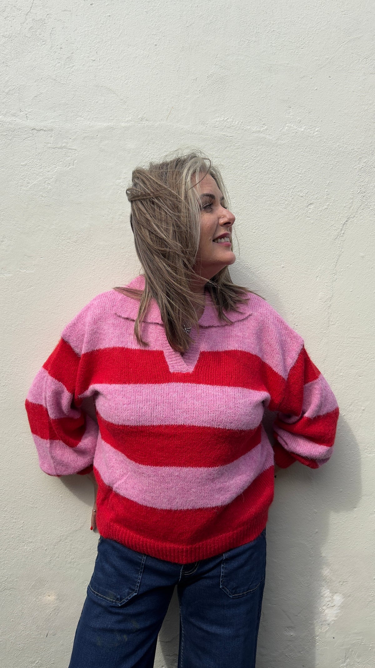 Faye Cosy Striped Collared Jumper
