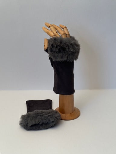 Luxe Faux Fur & Suedette Fingerless Gloves Mittens