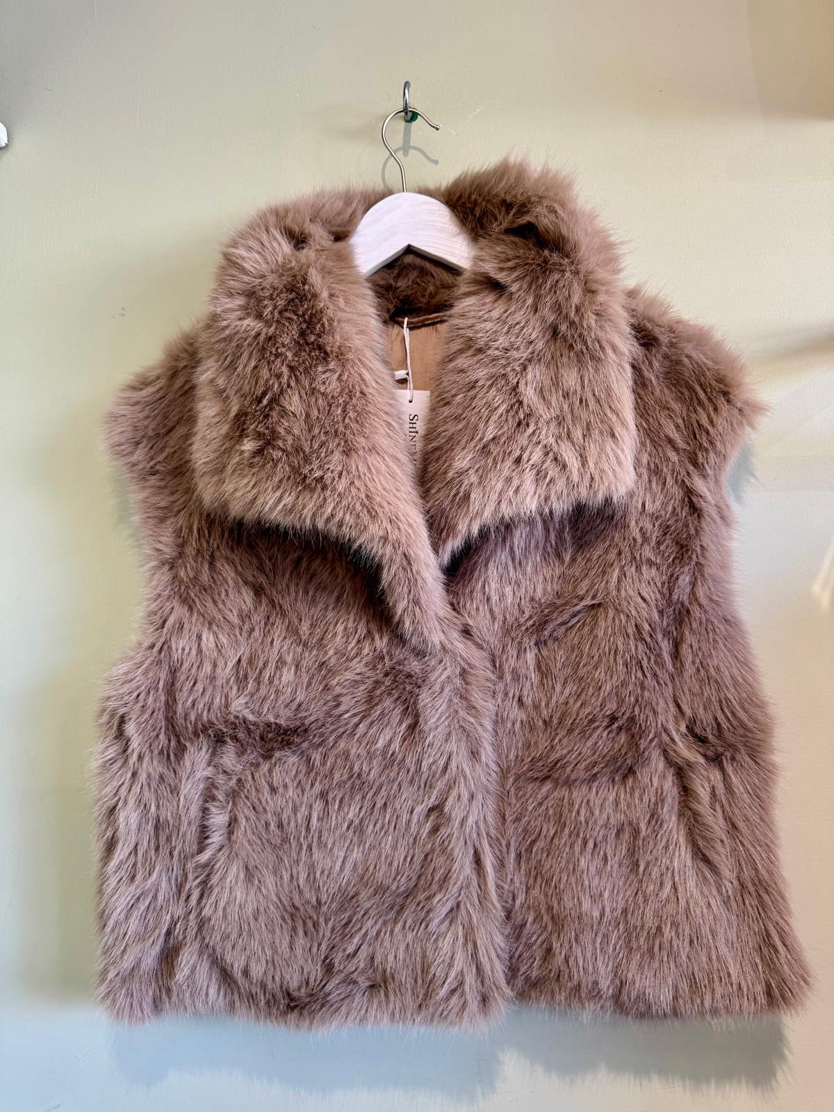 Kitty Luxe Faux Fur Short Gilet - Cream, Taupe Or Chocolate Brown