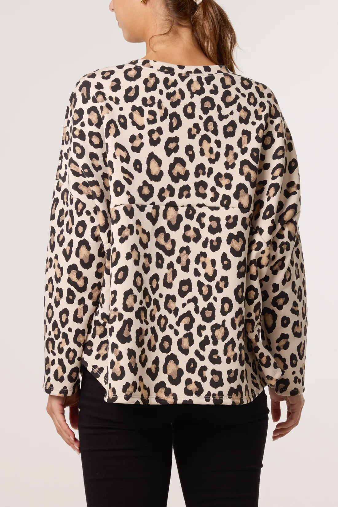 Priya Scuba Leopard Print Cocoon Sweatshirt Top