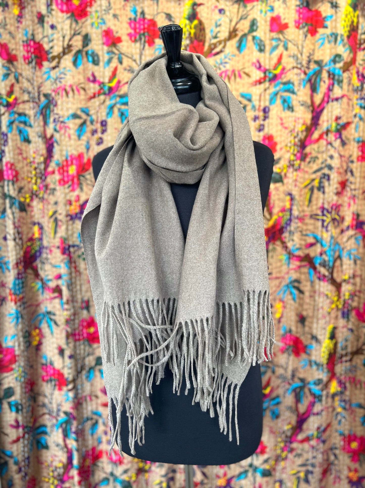 Soft Wool Mix Large Pashmina - Classic Taupe