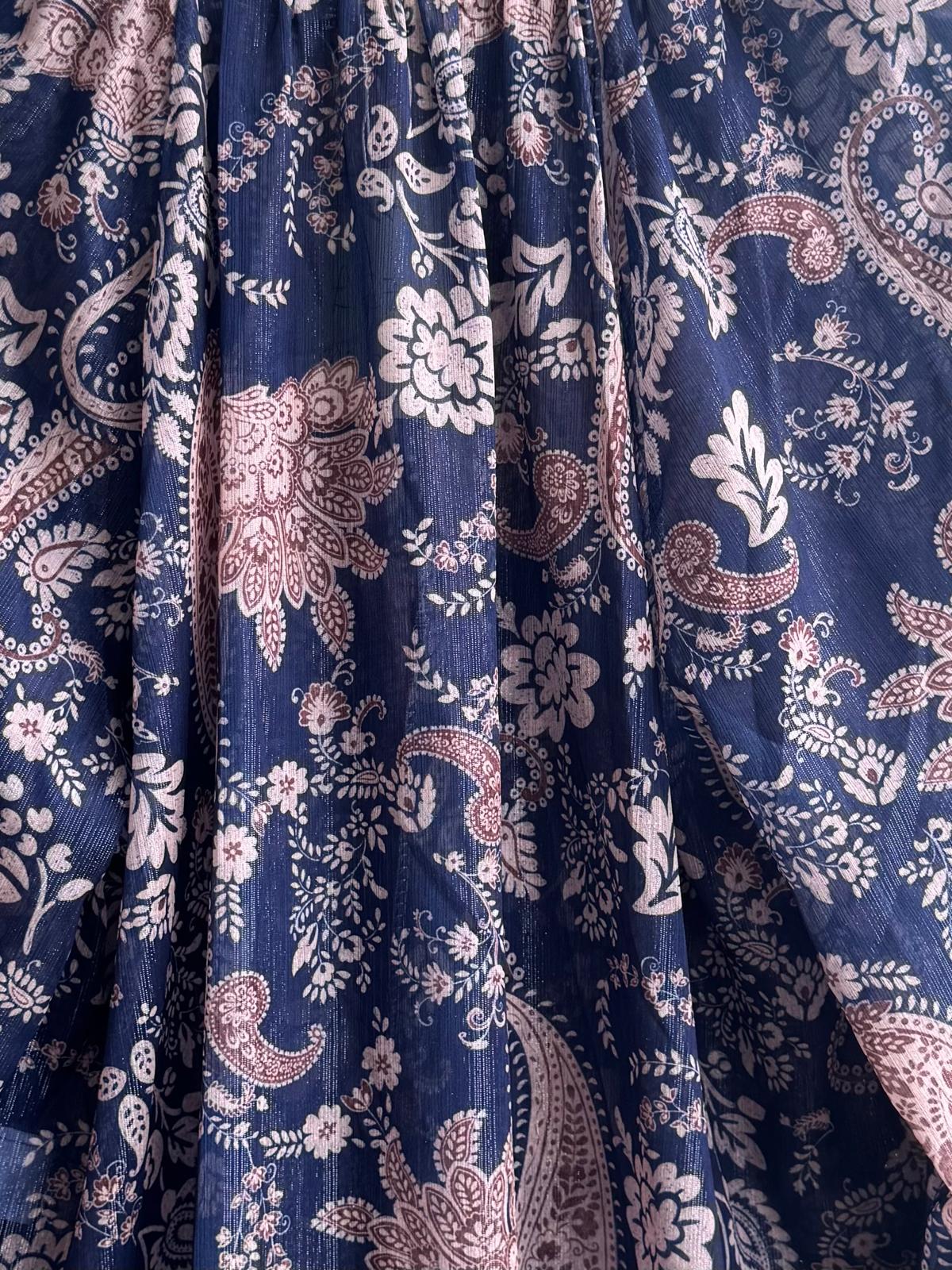 Sienna Paisley Boho Chiffon Blouse - Navy Or Burgundy