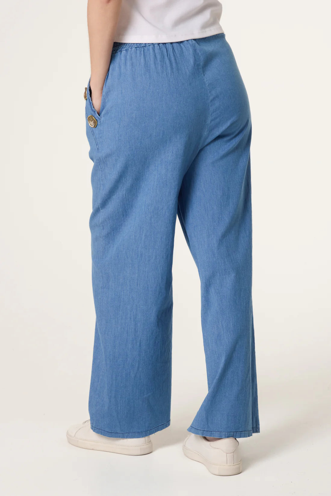 Maya Lightweight Denim Wide Leg Trousers - Dark Or Medium Wash