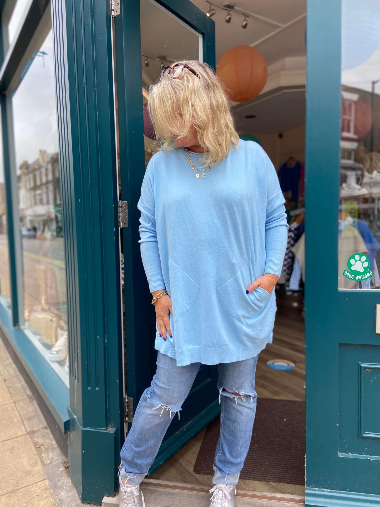 Core Collection One Size Button Trim Pocket Jumper