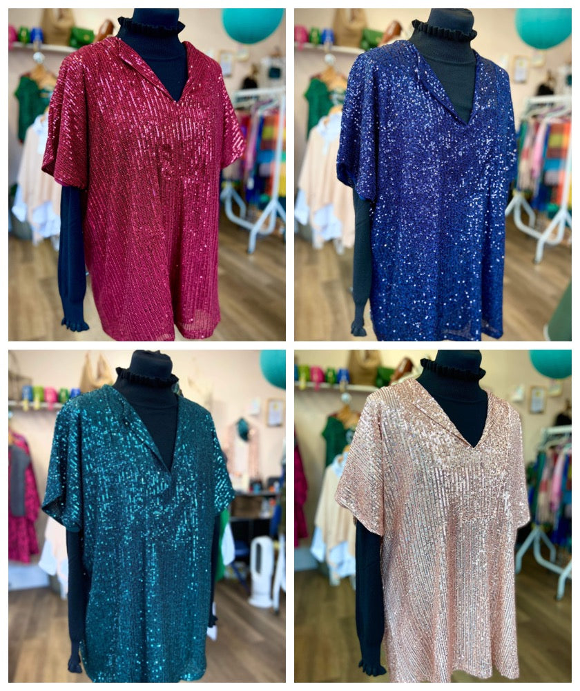 Liza Sequin Tunic Top - 4 Colours