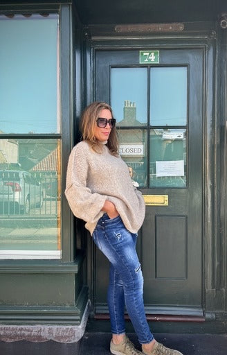 Claire Slouchy Mohair Mix Balloon Sleeve Jumper - Warm Oatmeal