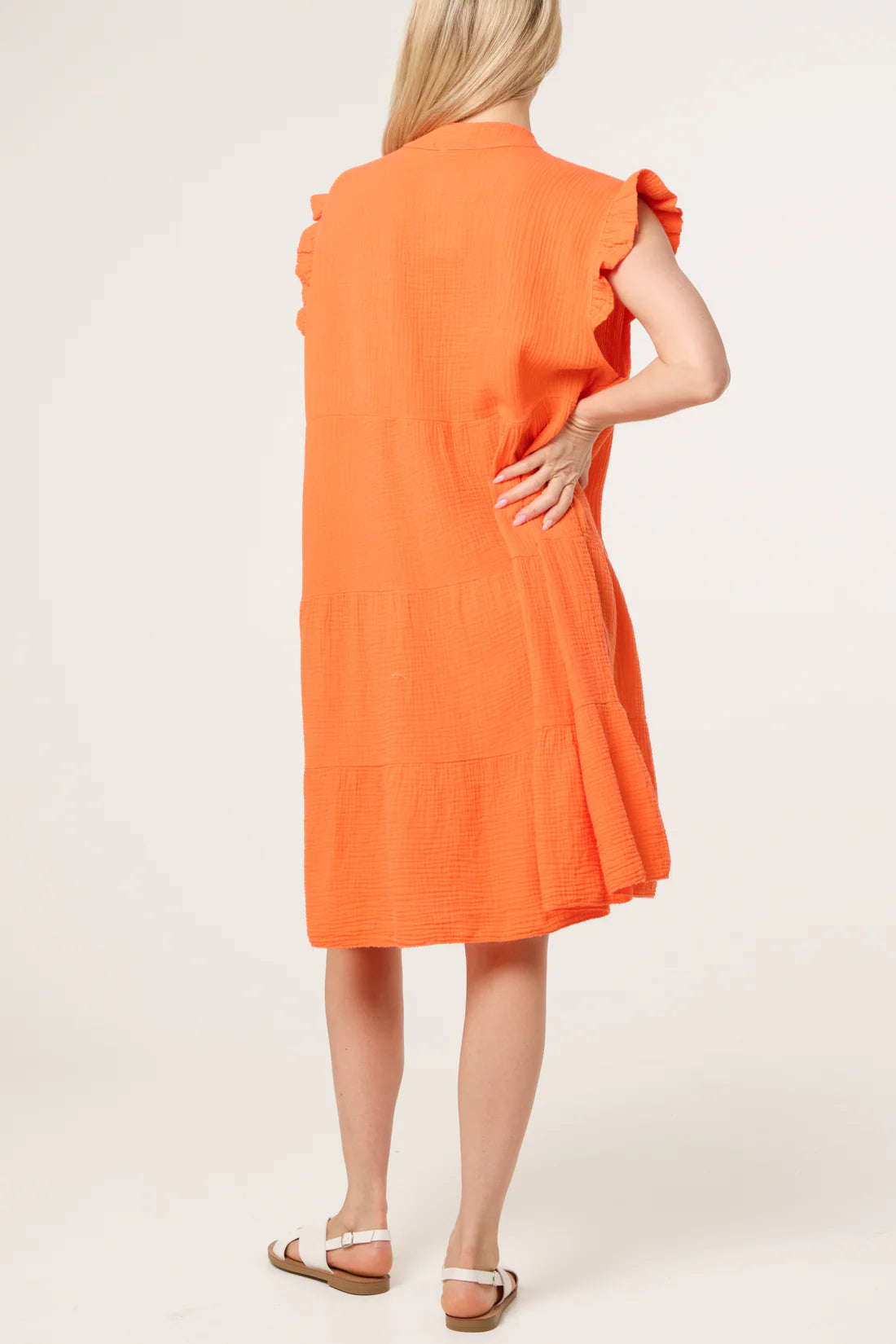 Steph Cotton Cheesecloth Loose Short Tiered Dress