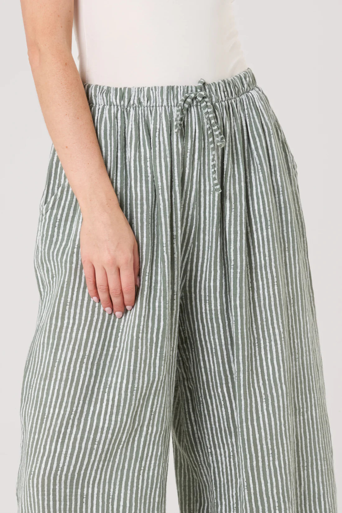 Simi Candy Stripe Cotton Wide Leg Trousers