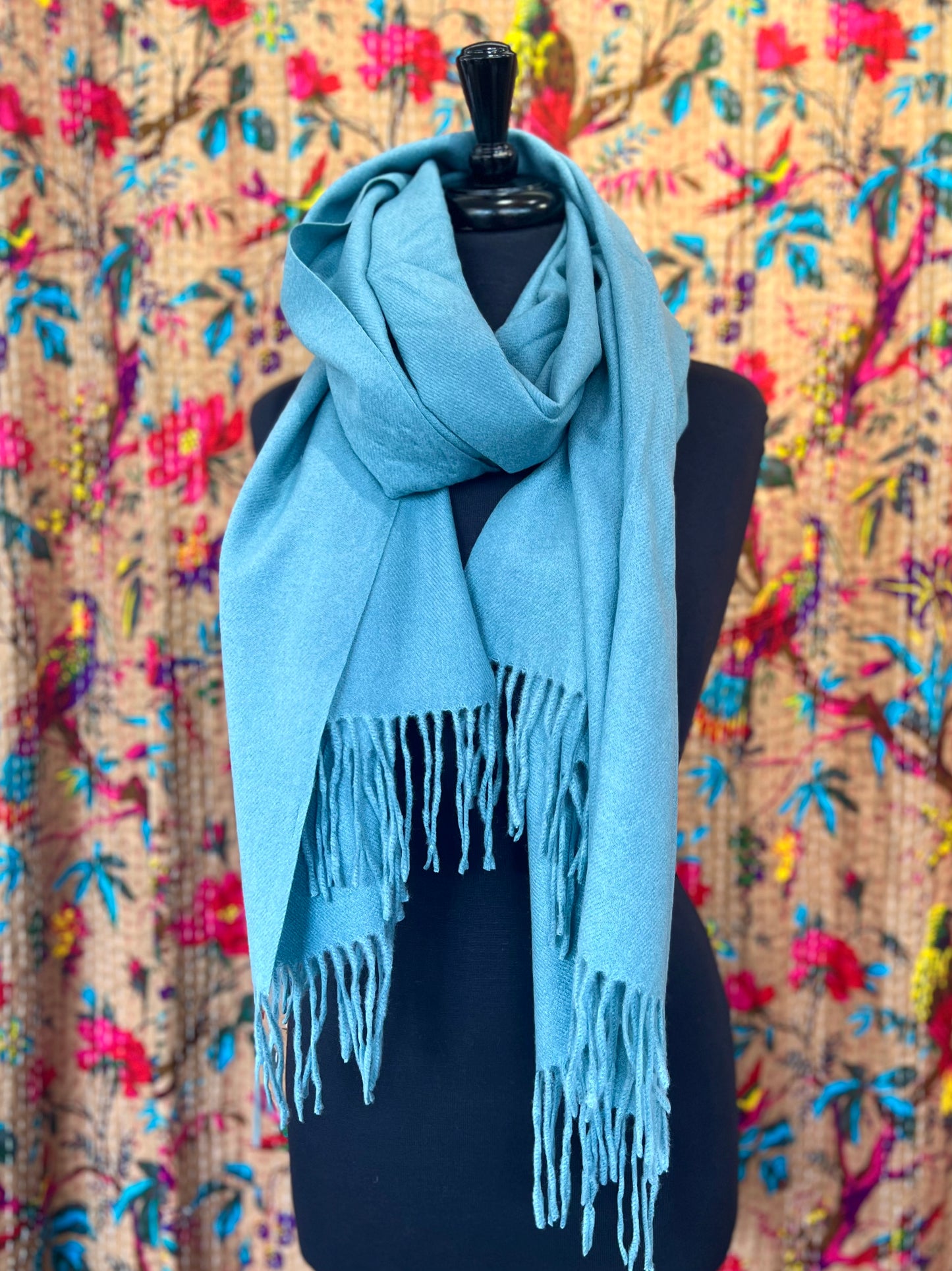 Soft Wool Mix Large Pashmina - Duck Egg Blue