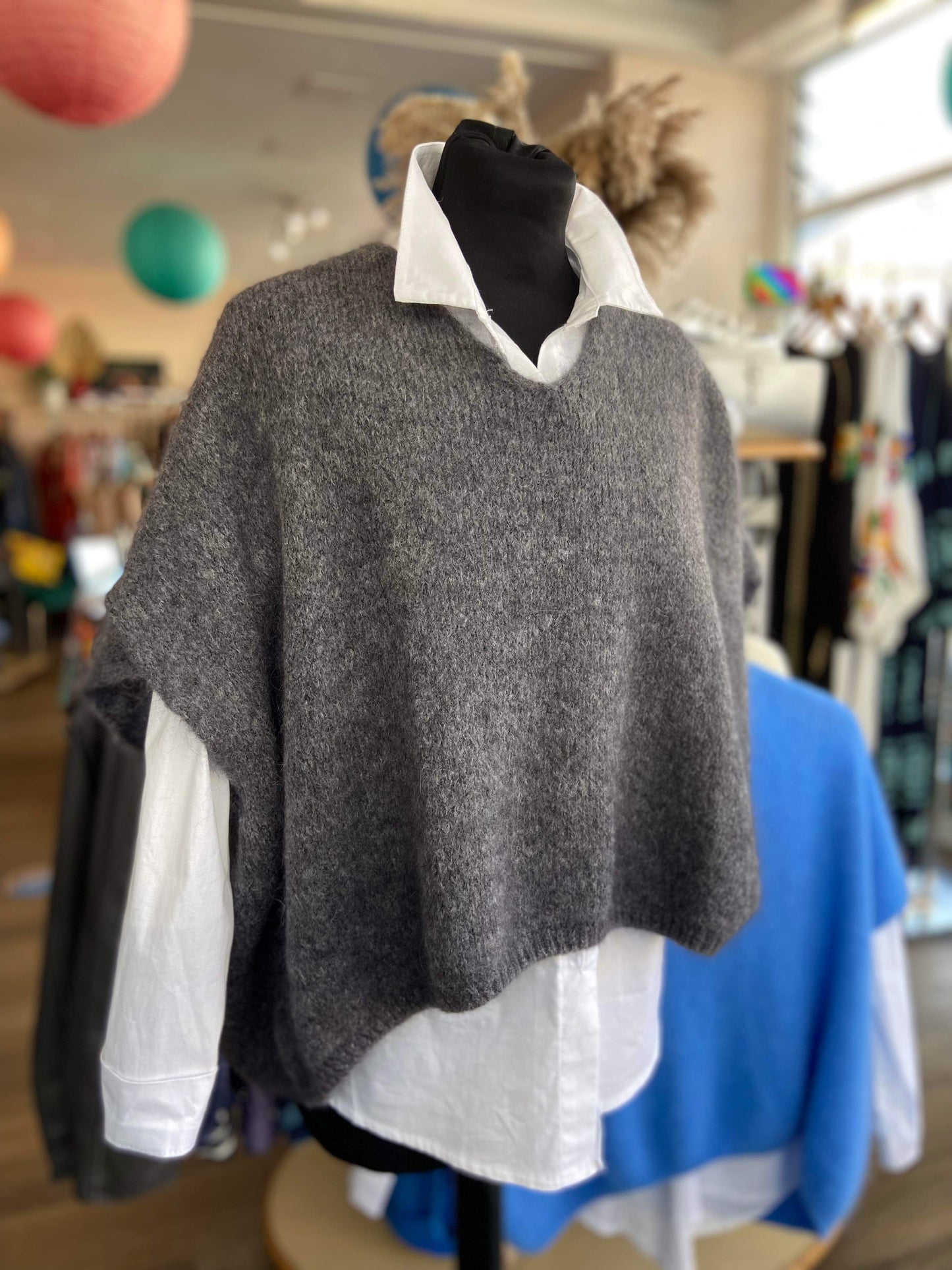 Eleanor Mohair Mix Slouchy Tank Top - Charcoal Grey